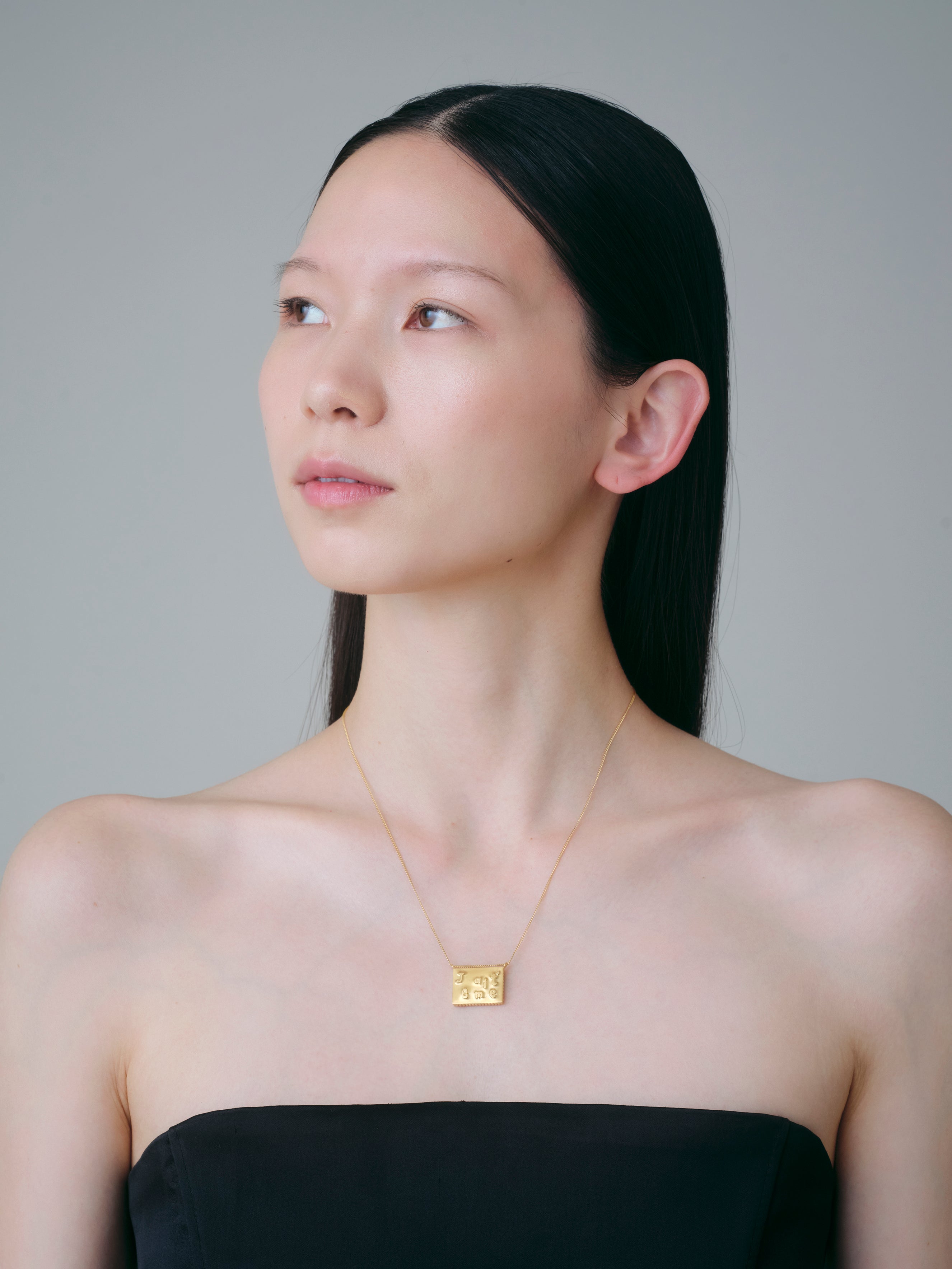 Square Necklace Lettering-Gold-