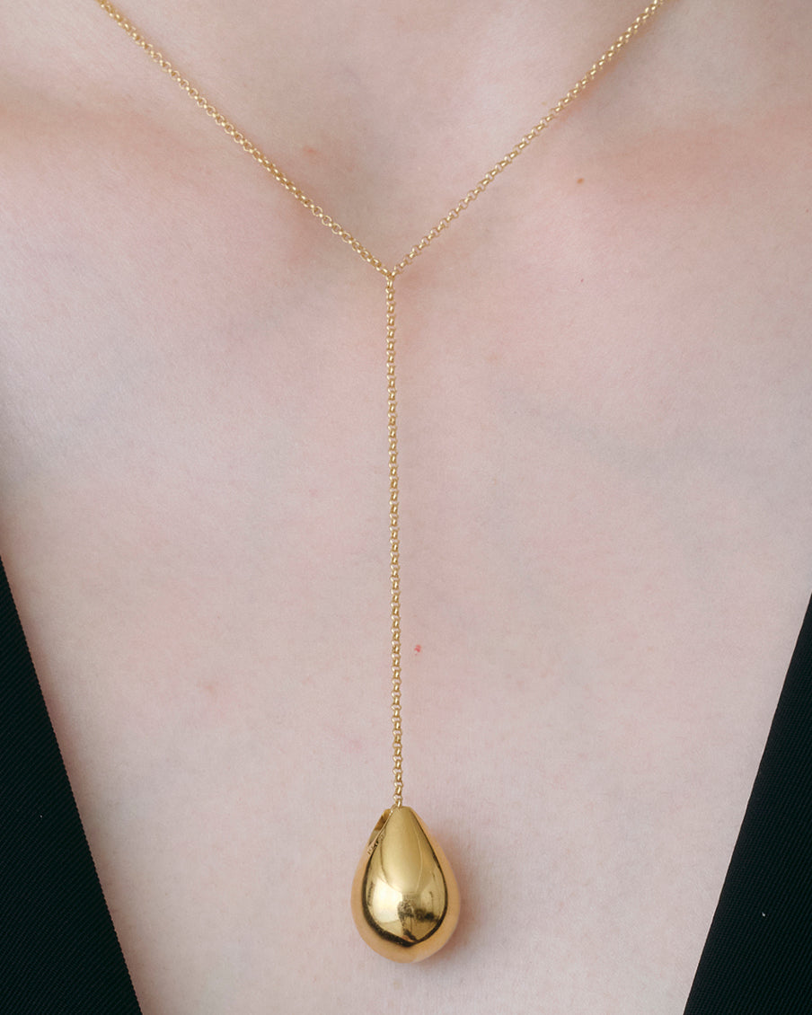 Drop Line Necklace L -Gold-