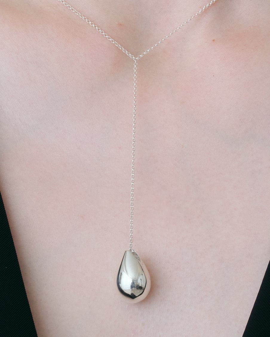 Drop Line Necklace L -Silver-