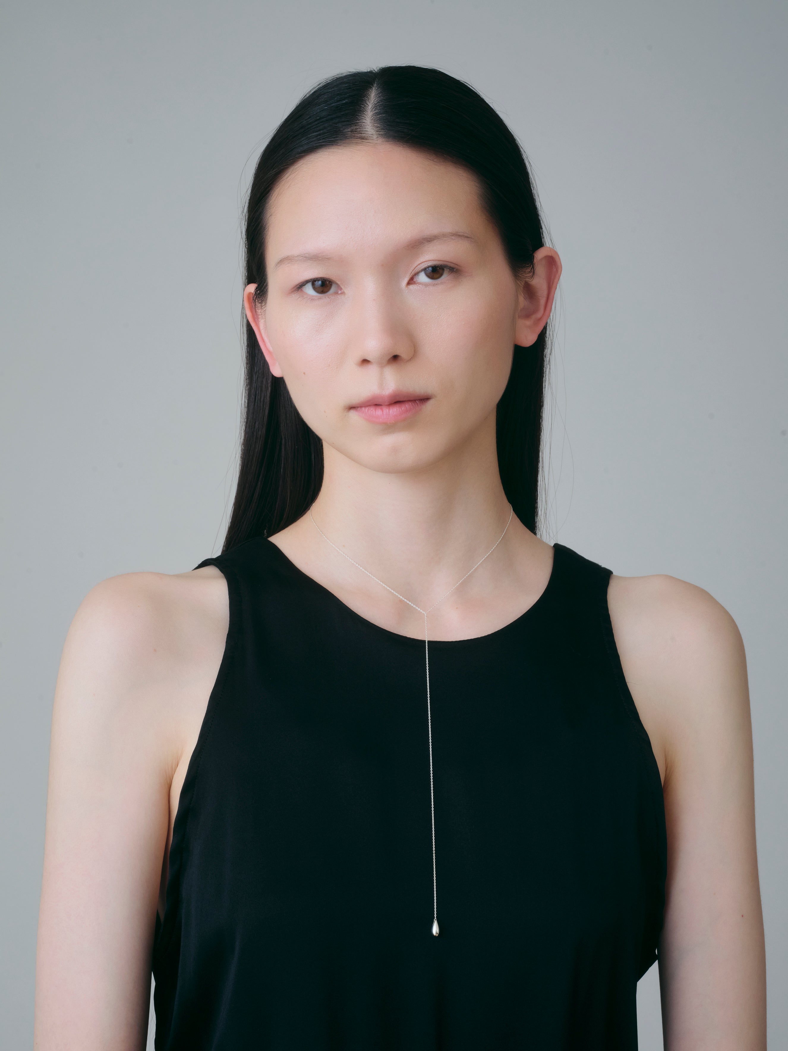Drop Line Necklace S -Silver-