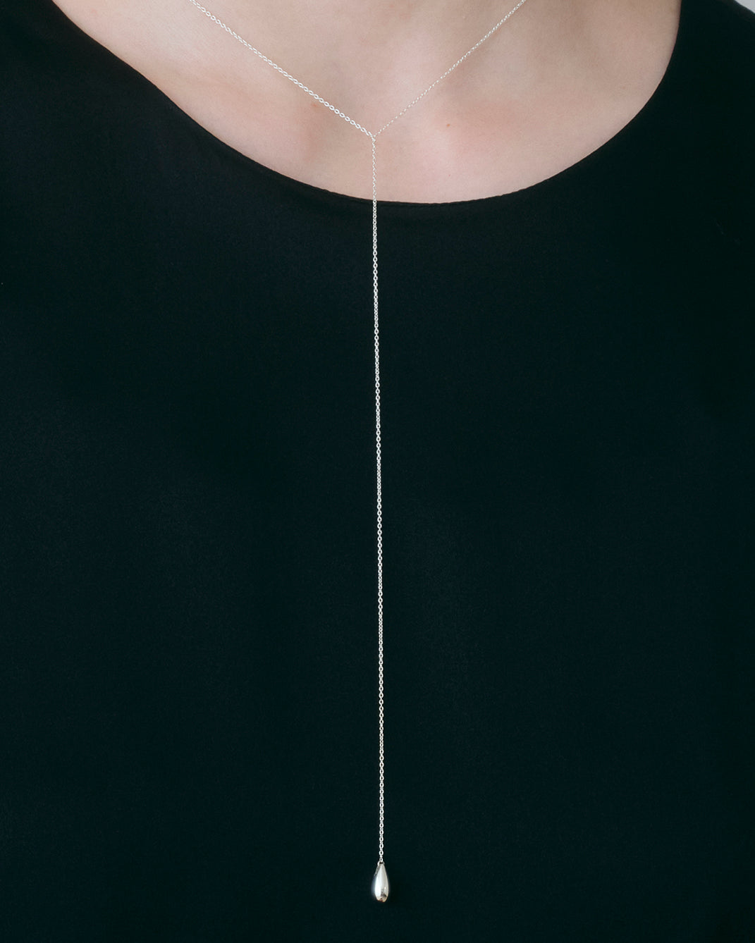Drop Line Necklace S -Silver-