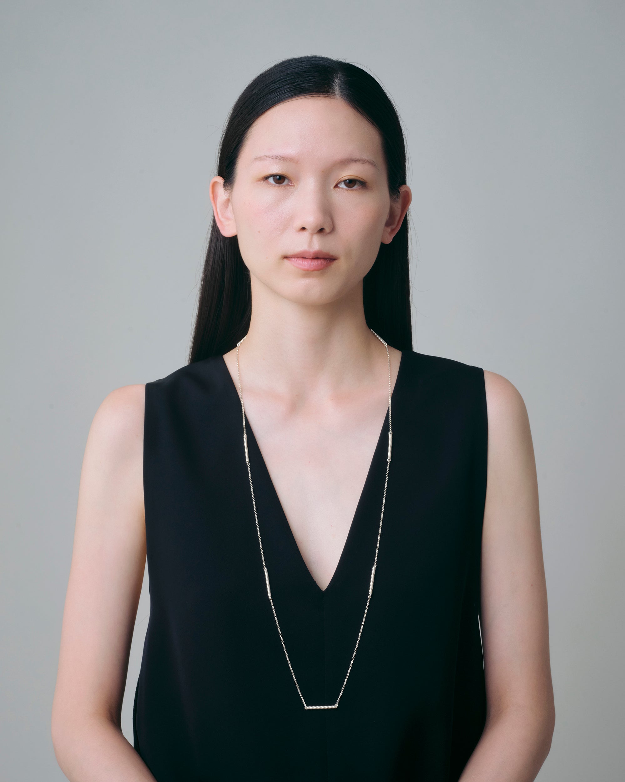 Spring Long Necklace -Silver-