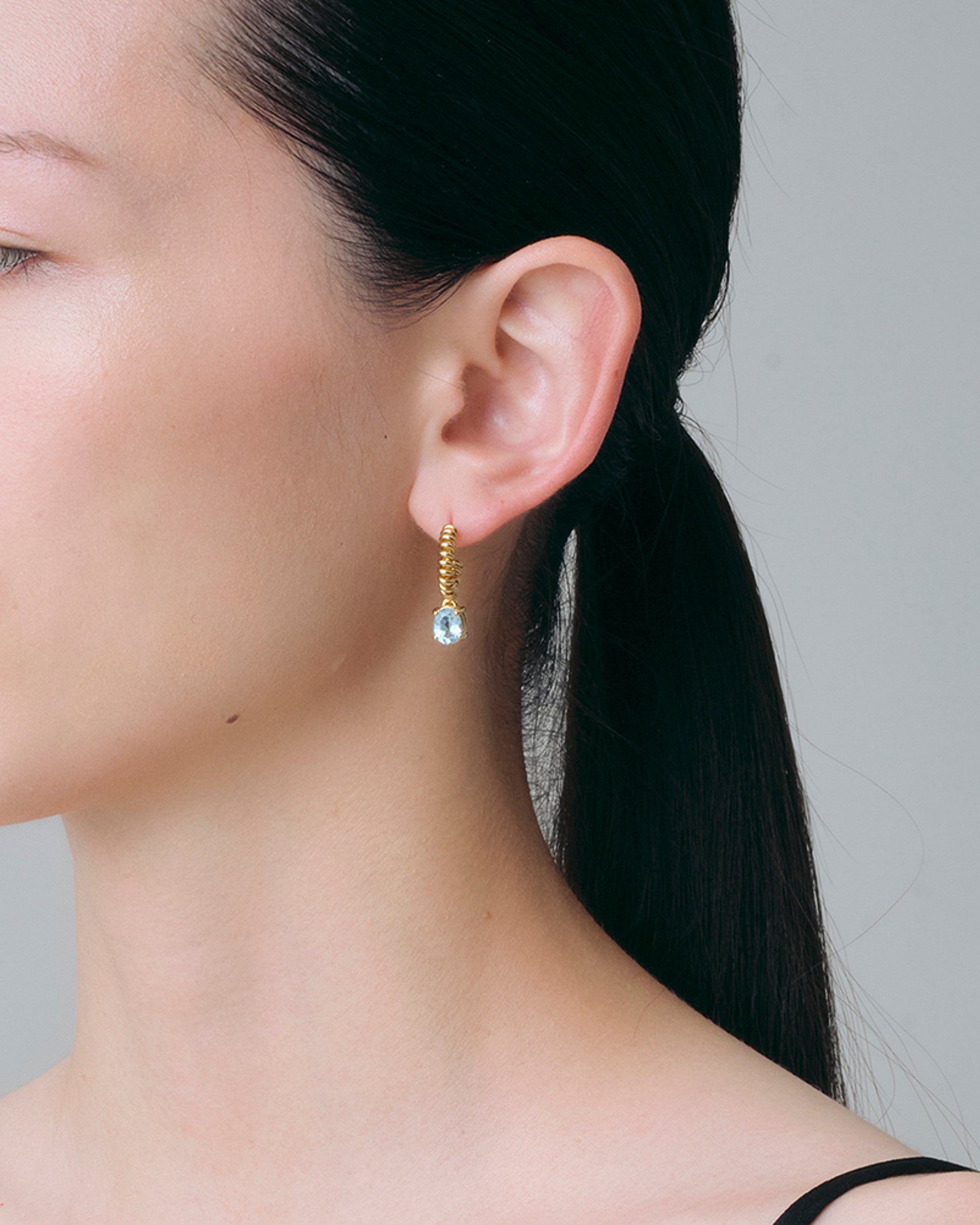 Blue Topaz Spring Stone Pierces -Gold-