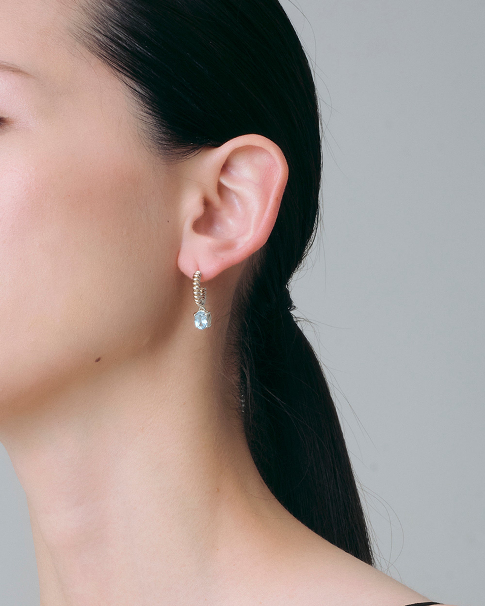 Blue Topaz Spring Stone Pierces -Silver-