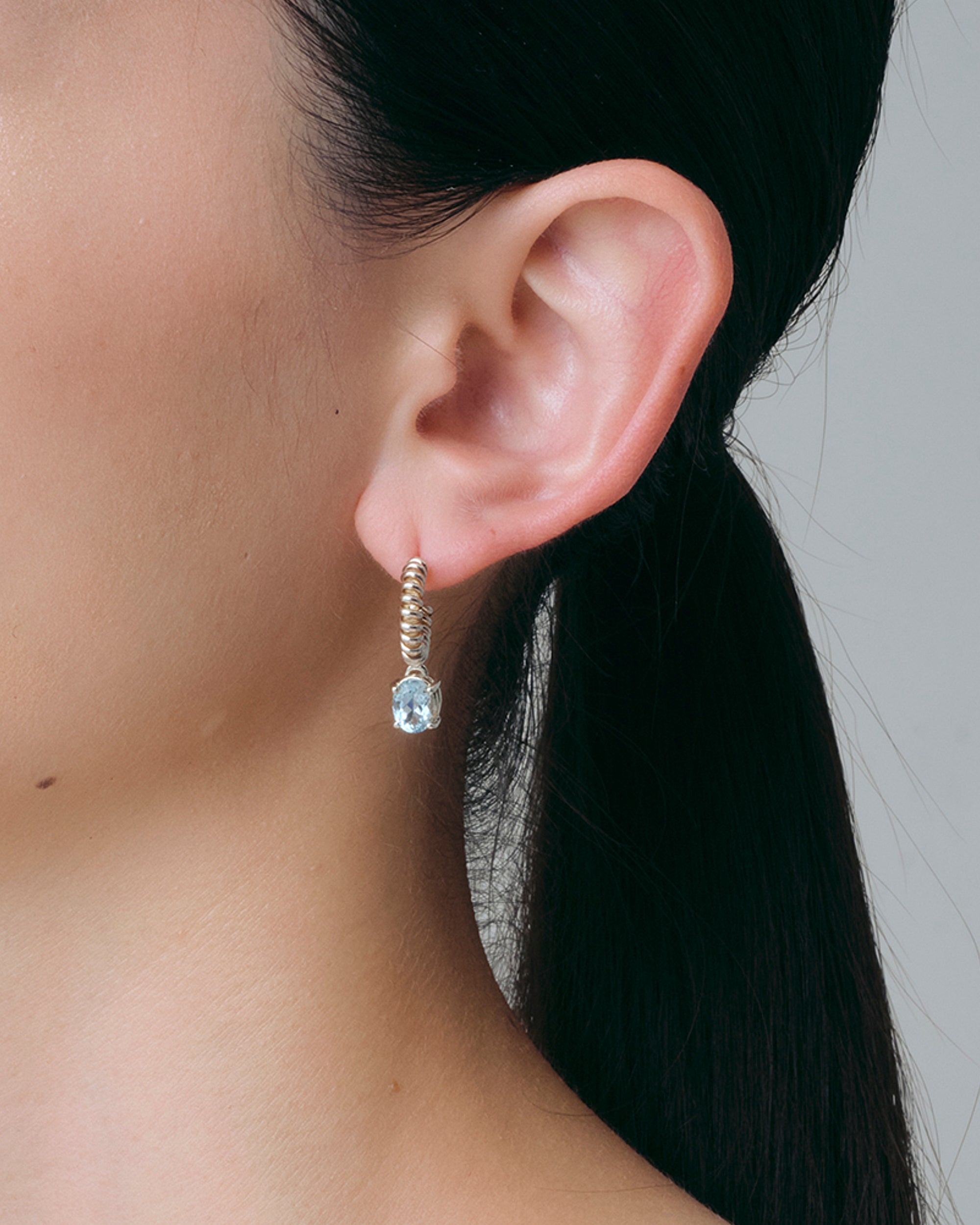 Blue Topaz Spring Stone Pierces -Silver-