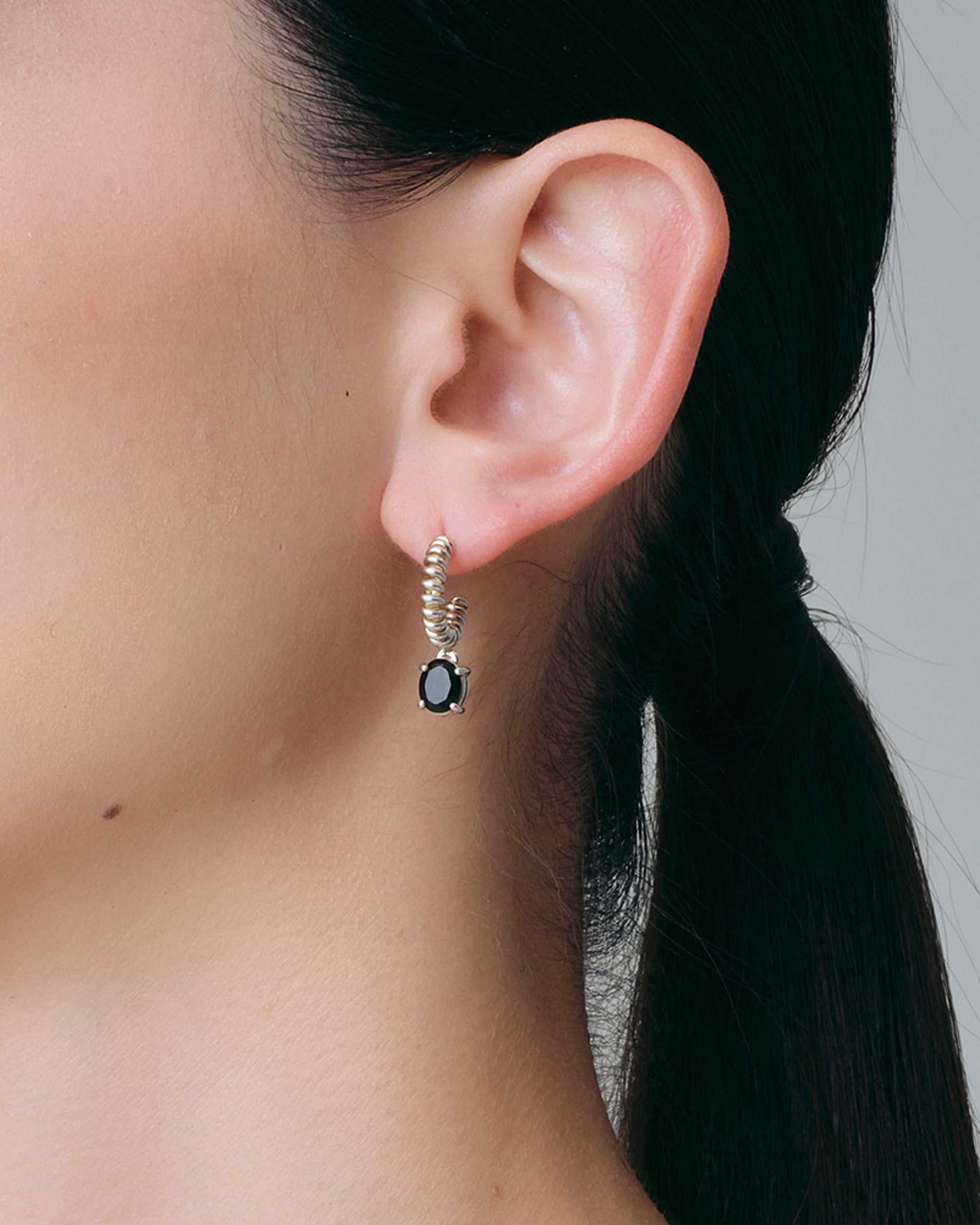 Onyx Spring Stone Pierces -Silver-