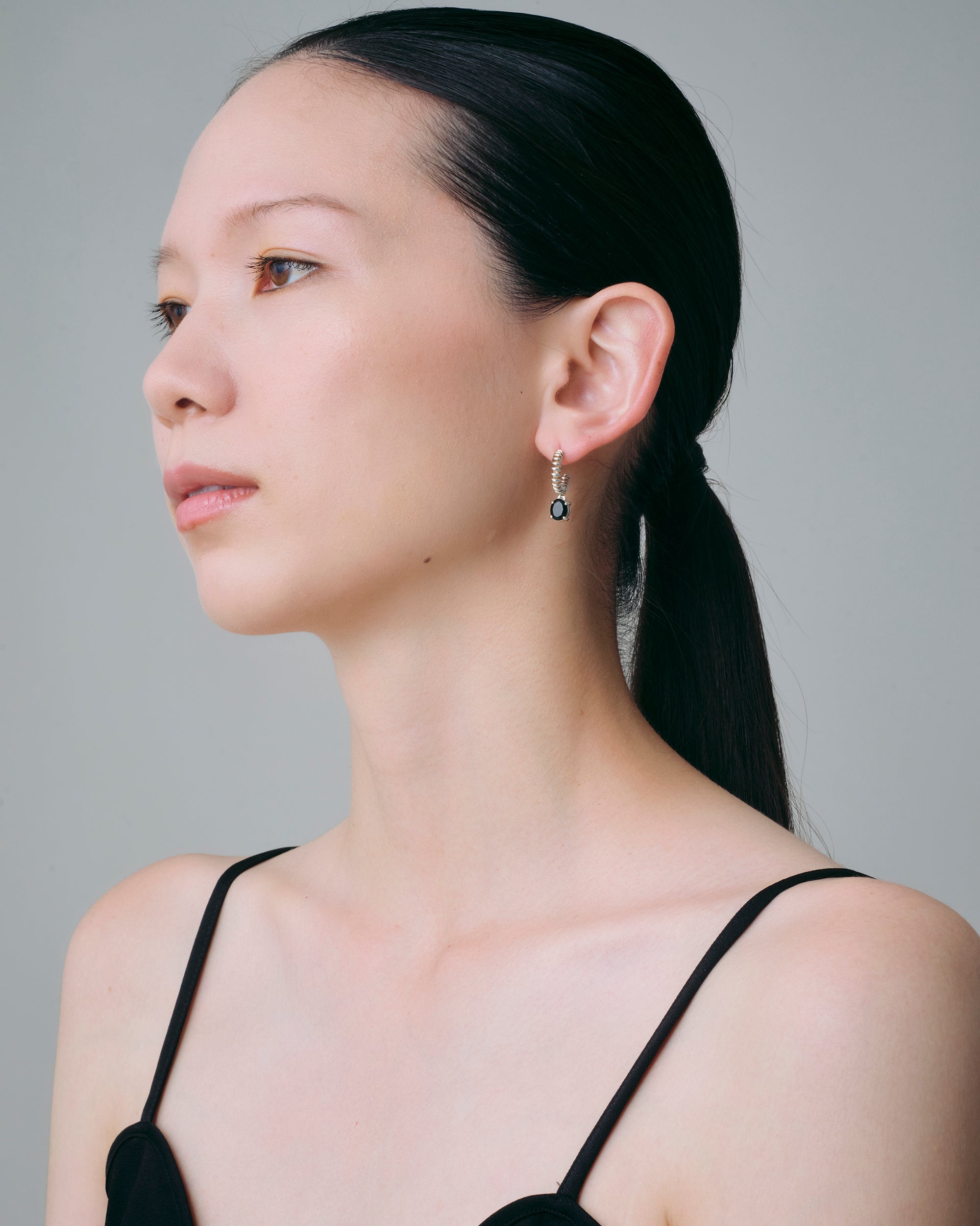 Onyx Spring Stone Pierces -Silver-