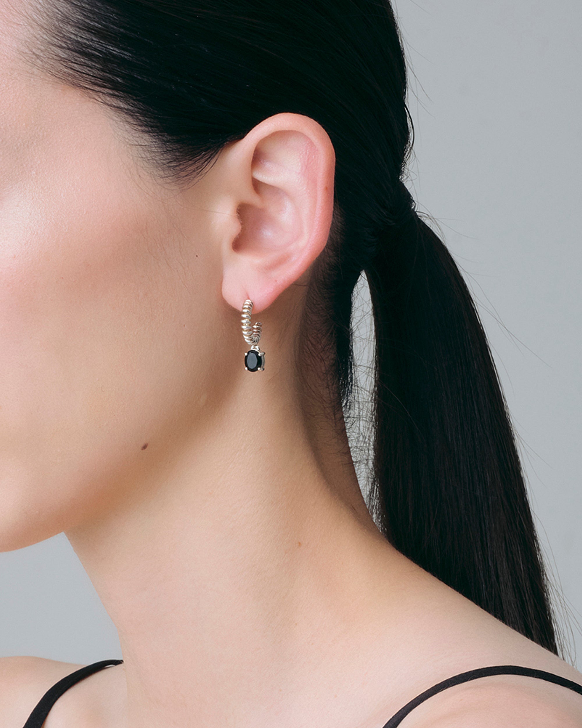 Onyx Spring Stone Pierces -Silver-