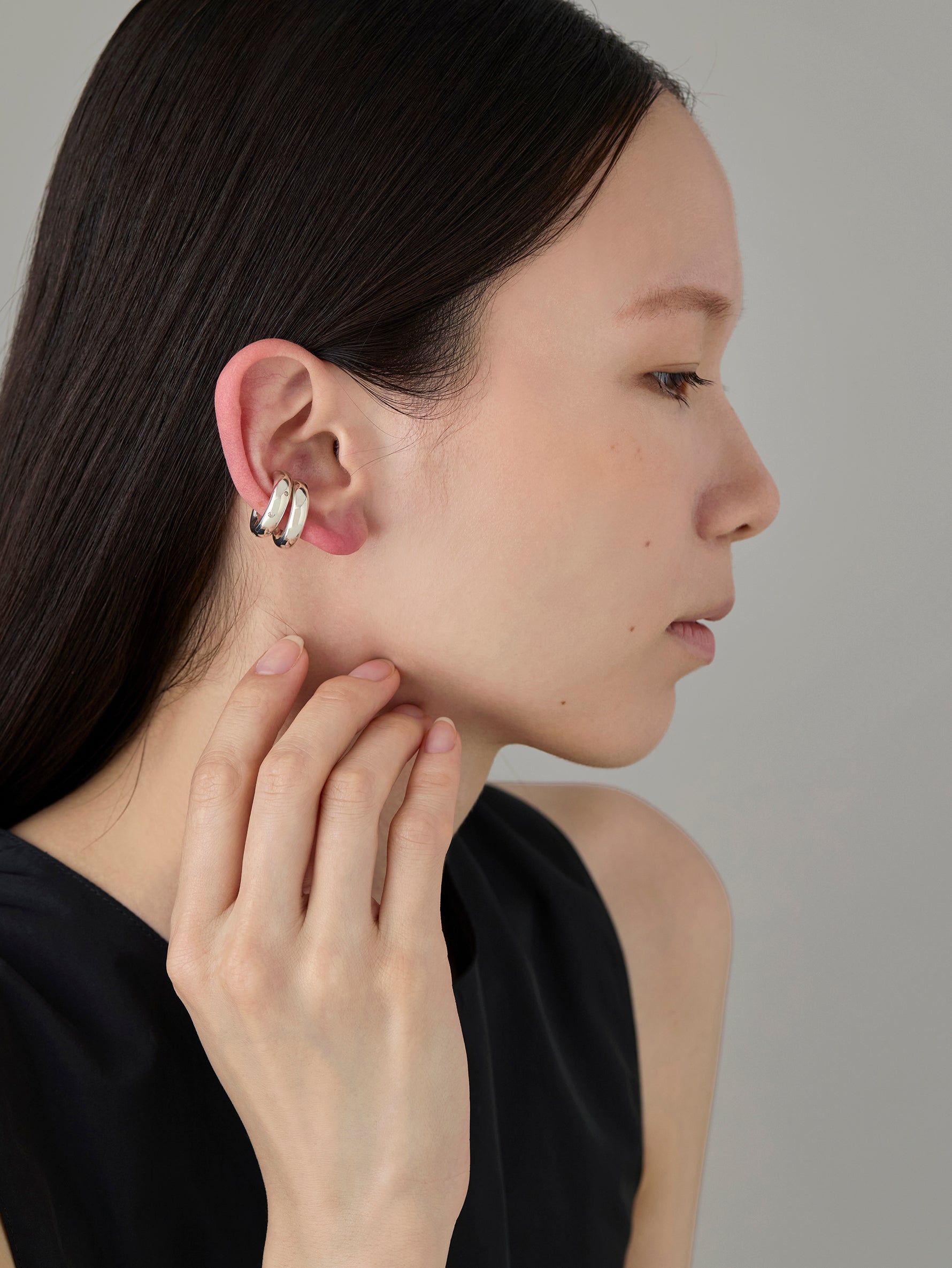 Drop Earcuff Diamond-Silver-