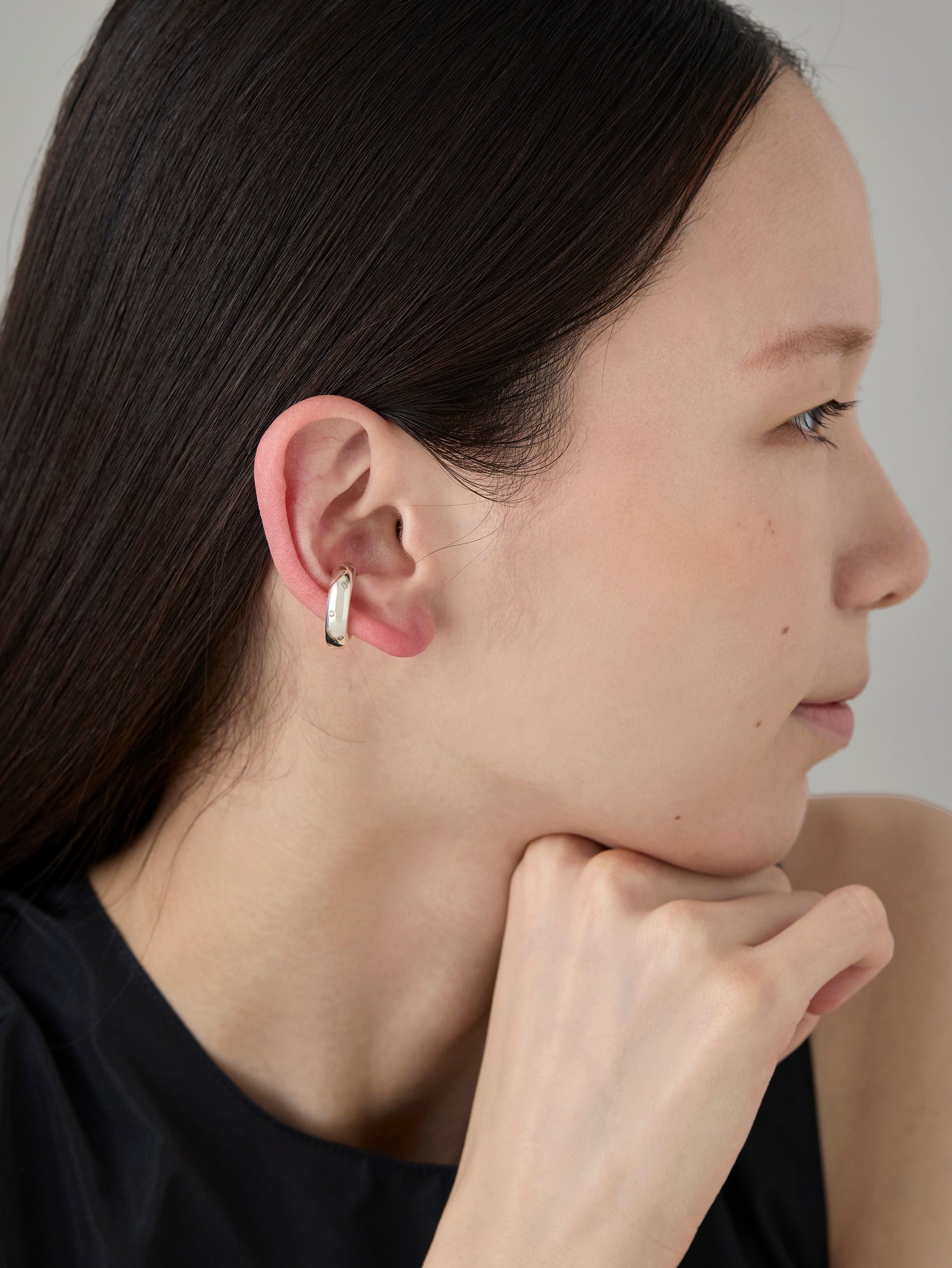Drop Earcuff Diamond-Silver-
