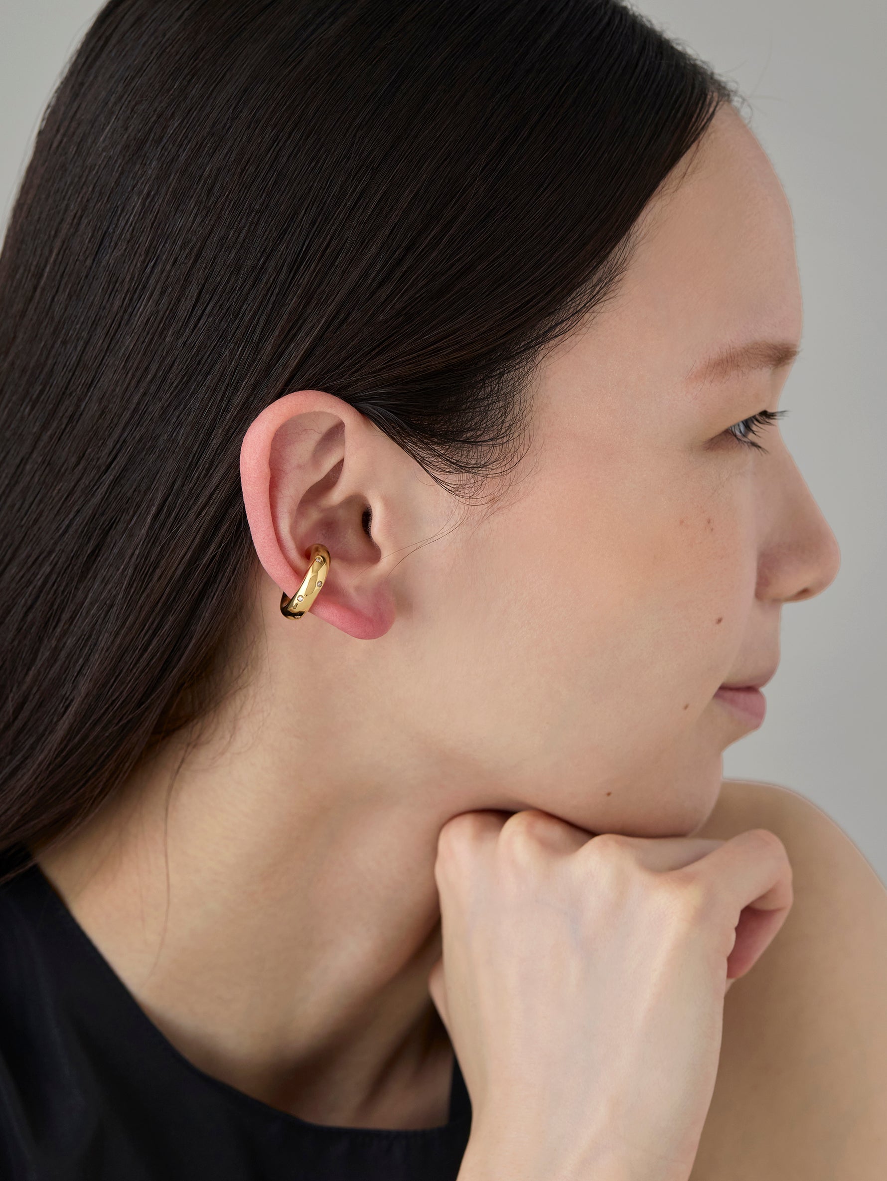 Drop Earcuff Diamond-Gold-