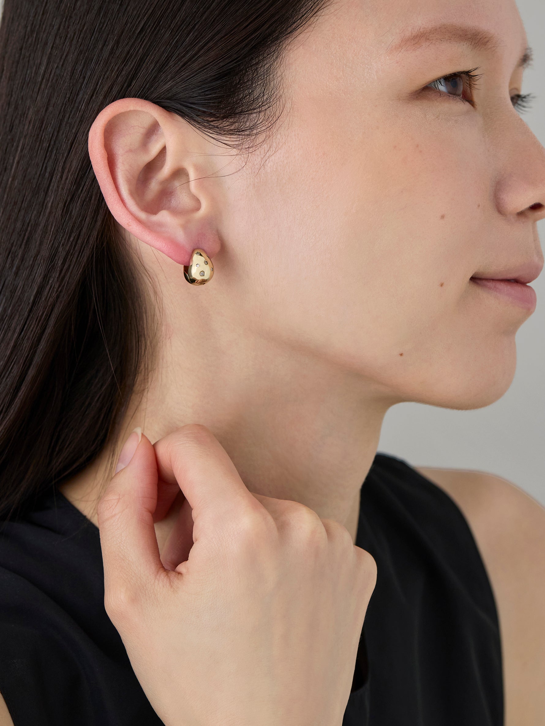 Drop Pierce S Diamond -Gold-