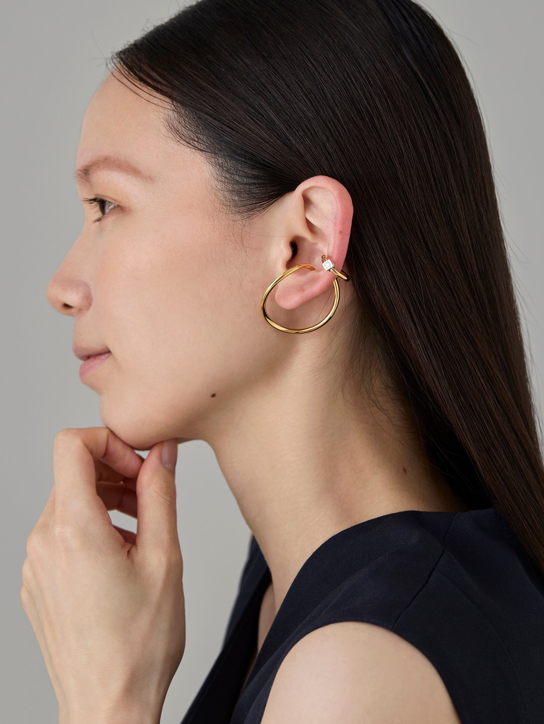 Wave Ear Cuff -Mellow- Gold