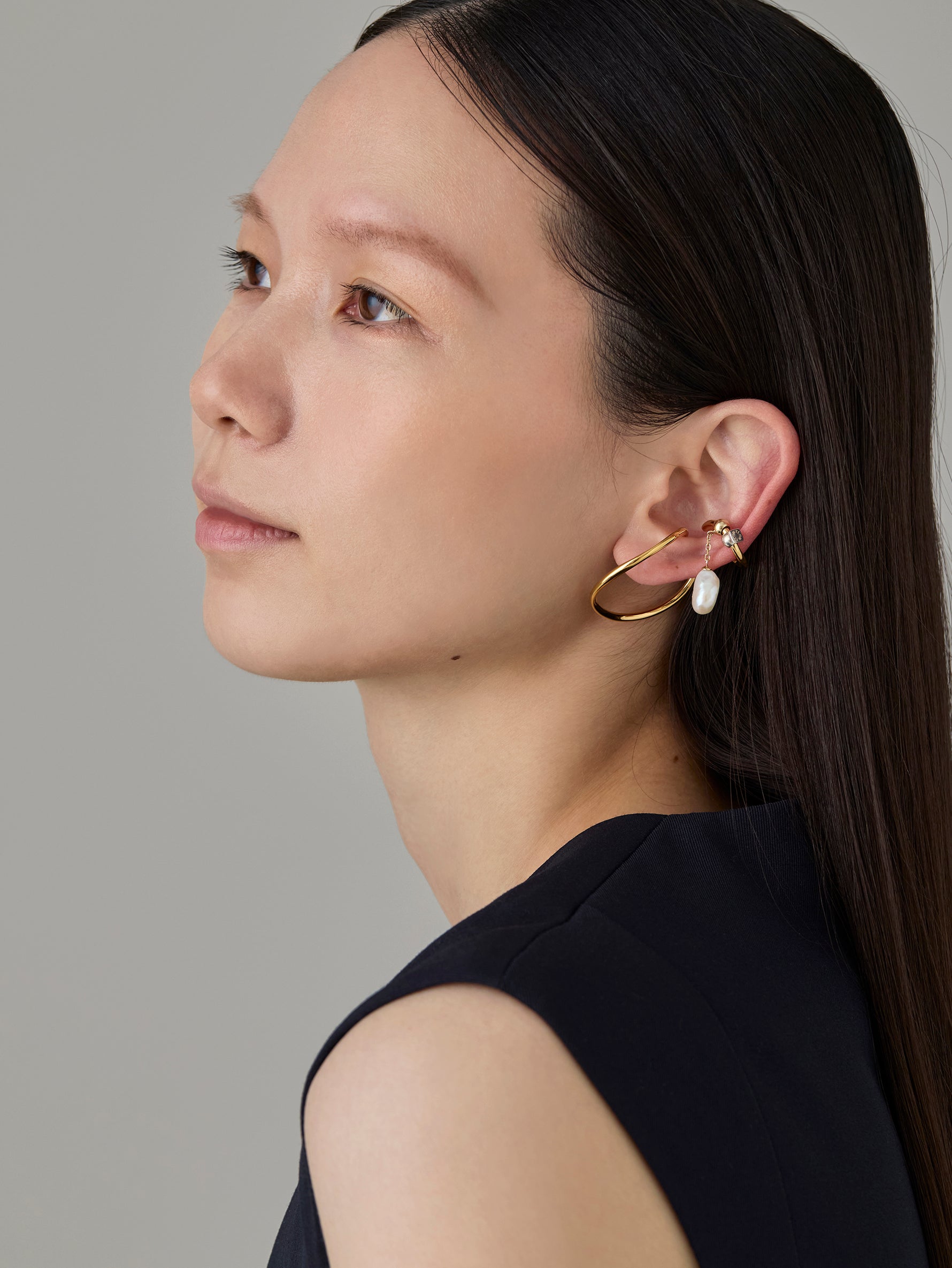 Wave Ear Cuff -Mellow- Gold