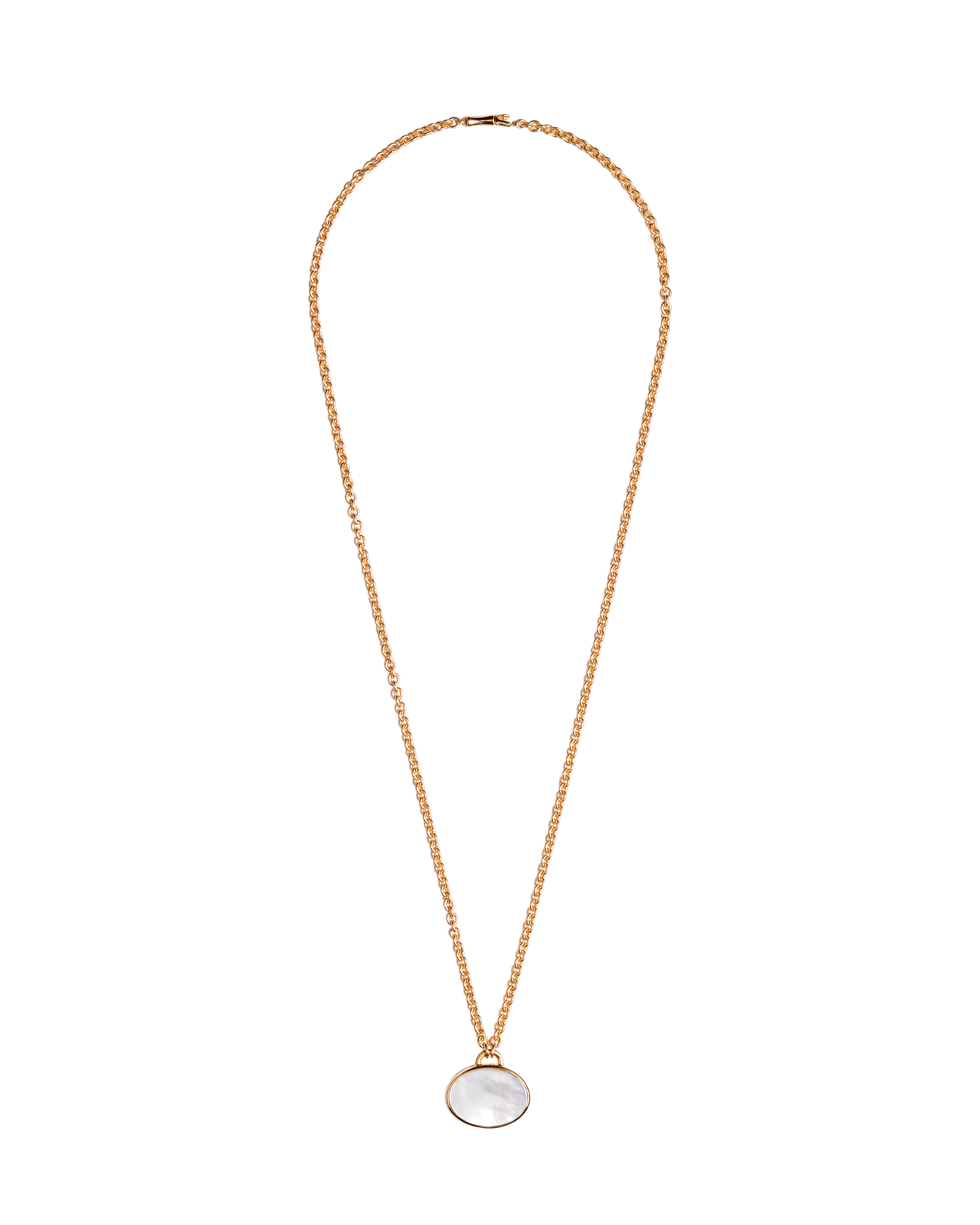 White Shell × Lapis Oval Necklace -Gold-