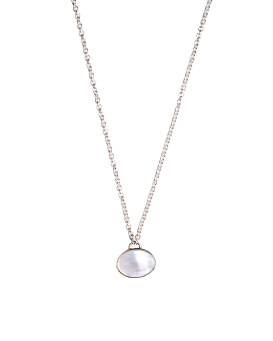 White Shell × Onyx Oval Necklace -Silver-
