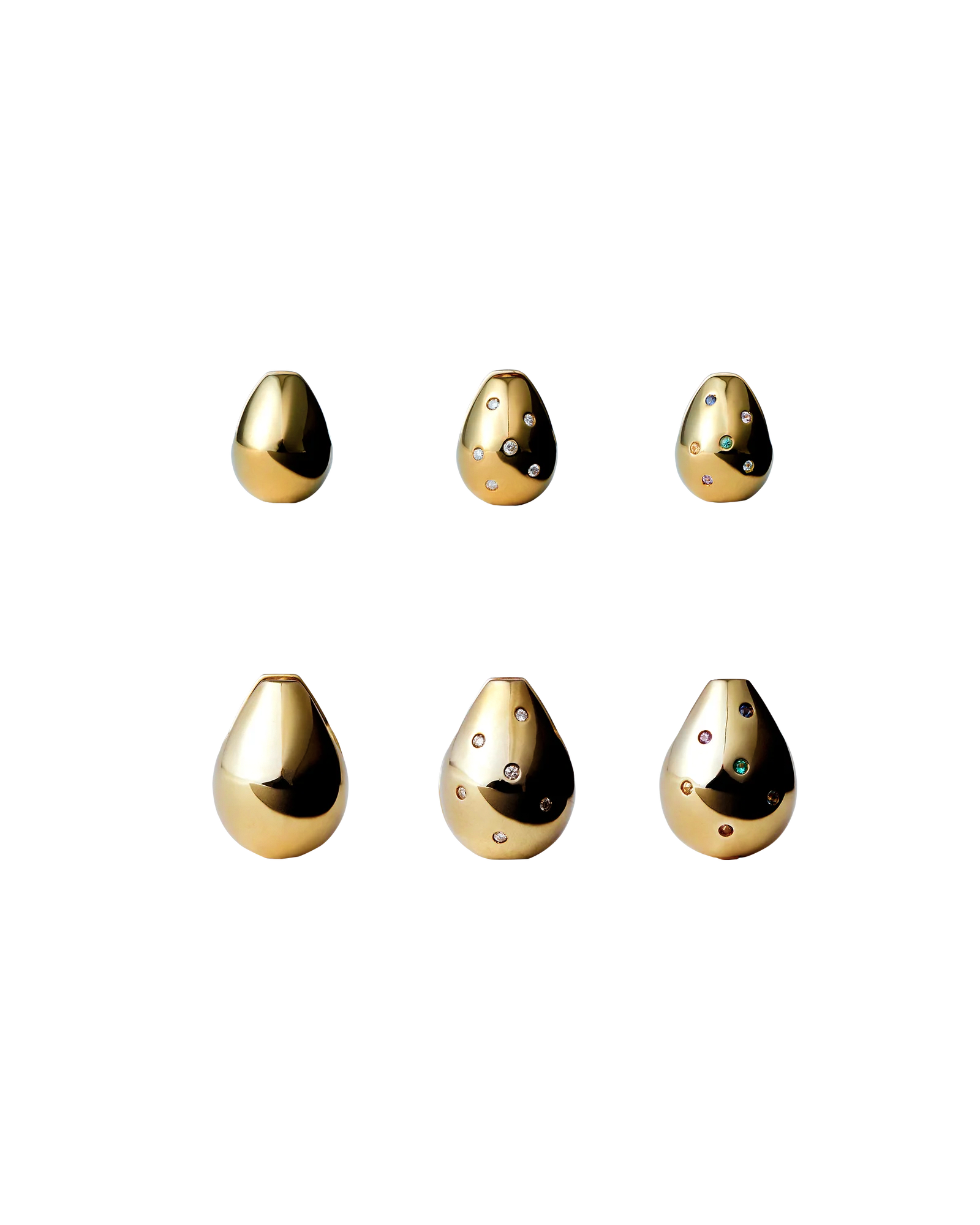 Drop Pierce Multi Stone -Gold-
