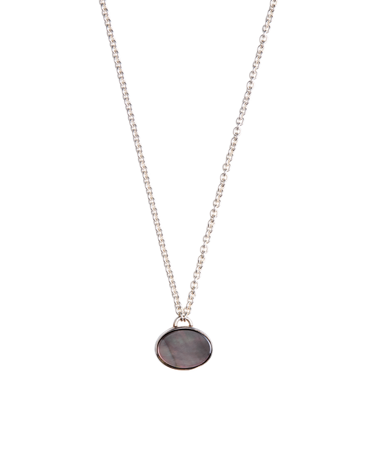 White Shell × Black Shell Oval Necklace -Silver-