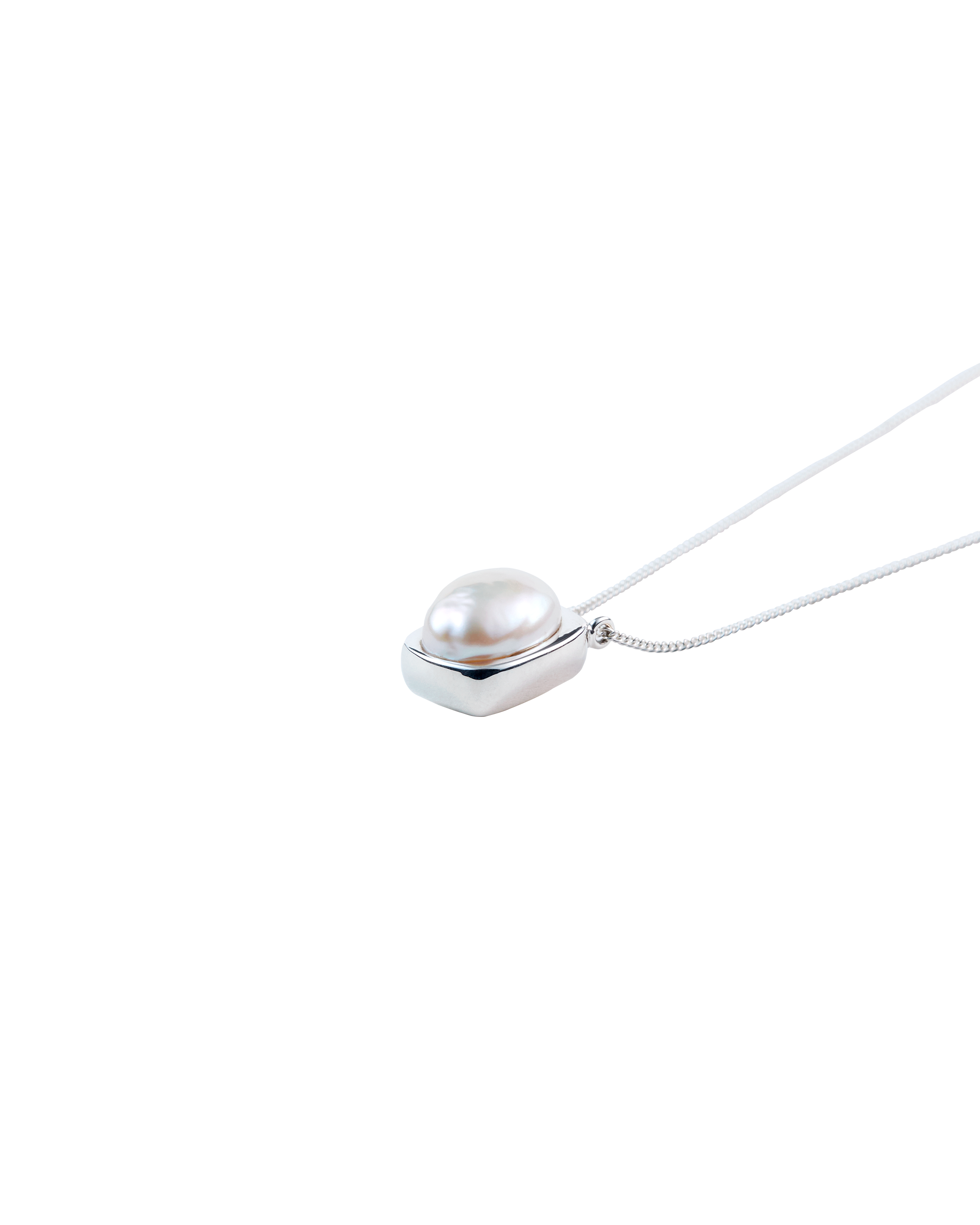Pearl Top Necklace -Silver-