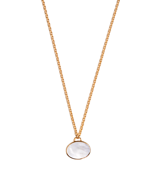 White Shell × Lapis Oval Necklace -Gold-