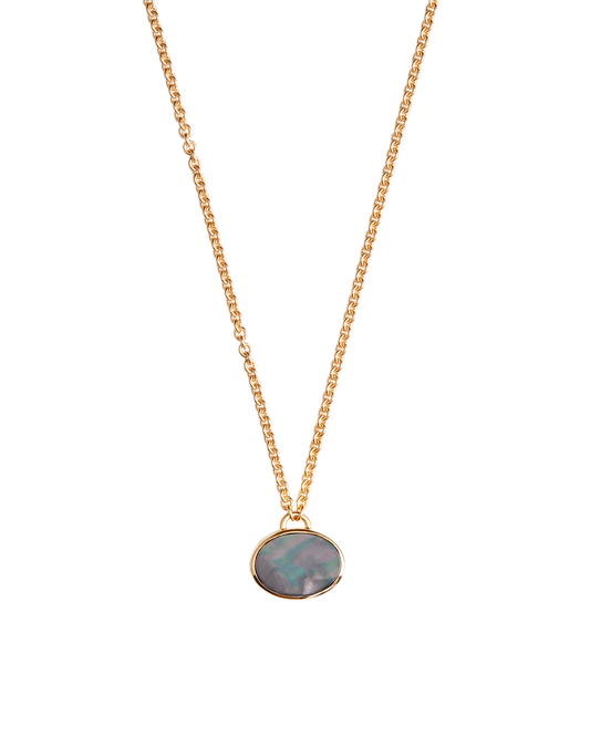White Shell × Black Shell Oval Necklace -Gold-