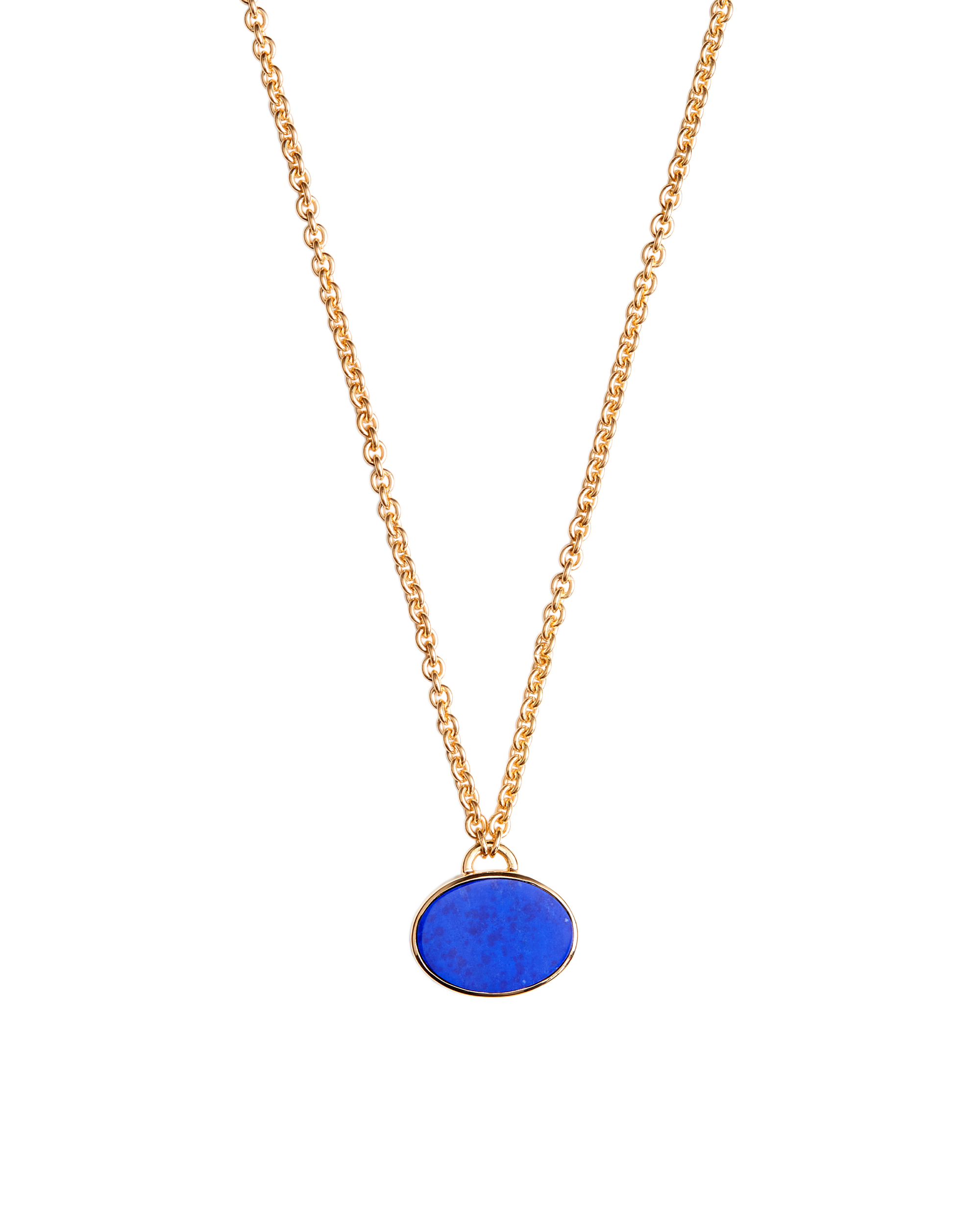 White Shell × Lapis Oval Necklace -Gold-