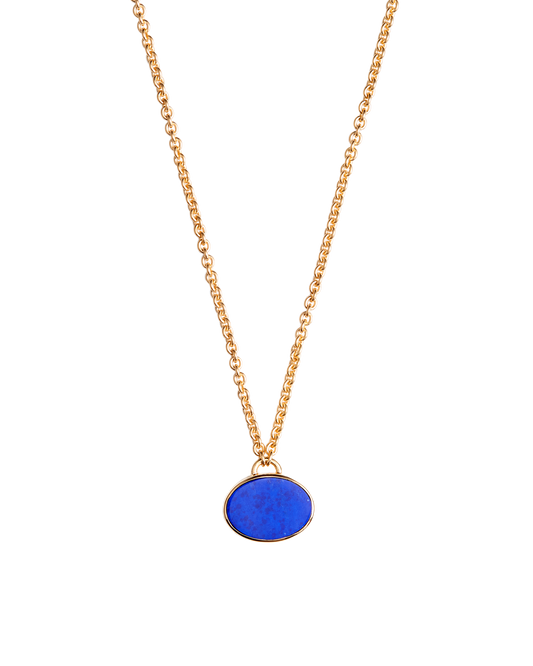 White Shell × Lapis Oval Necklace -Gold-