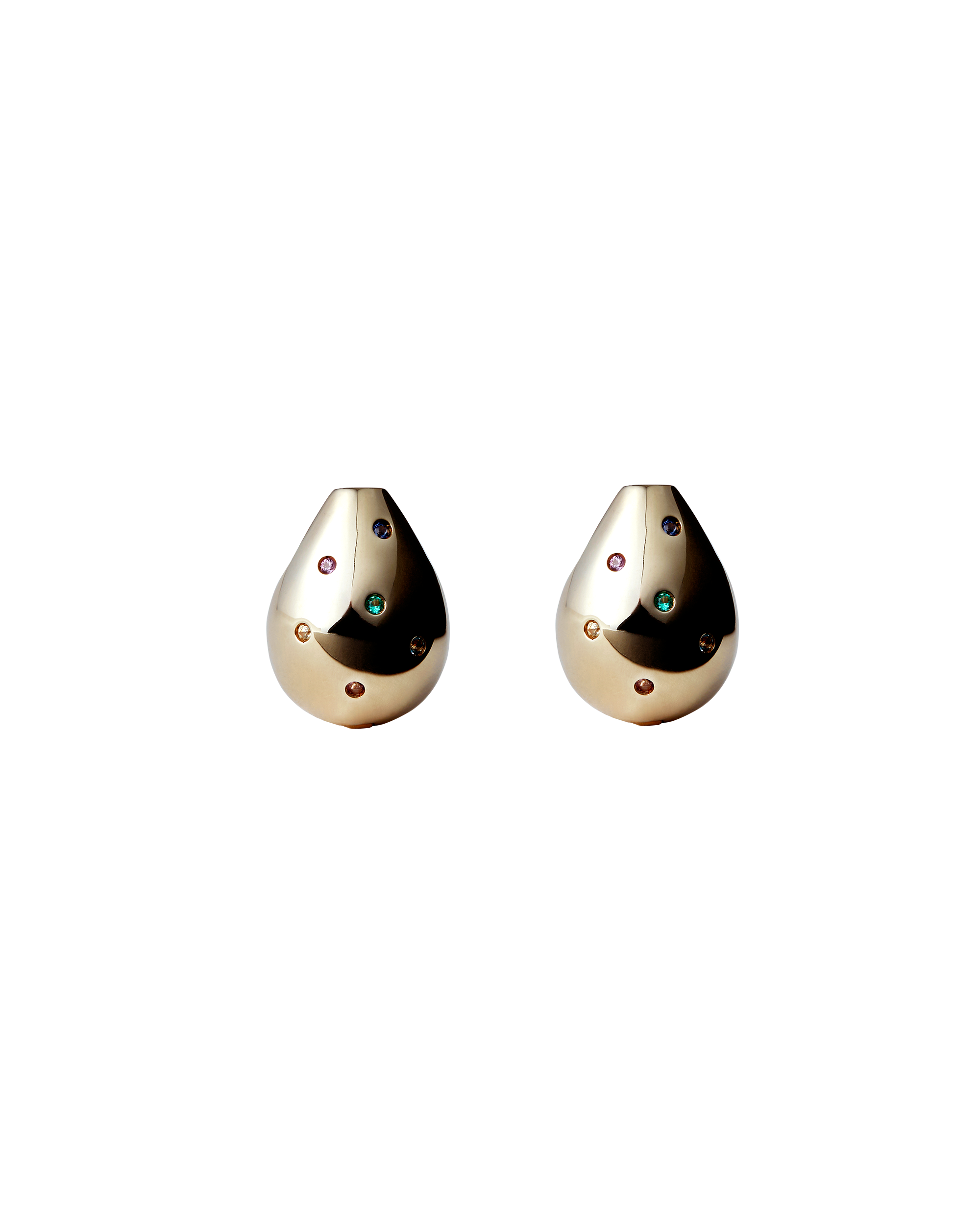 Drop Pierce Multi Stone -Gold-