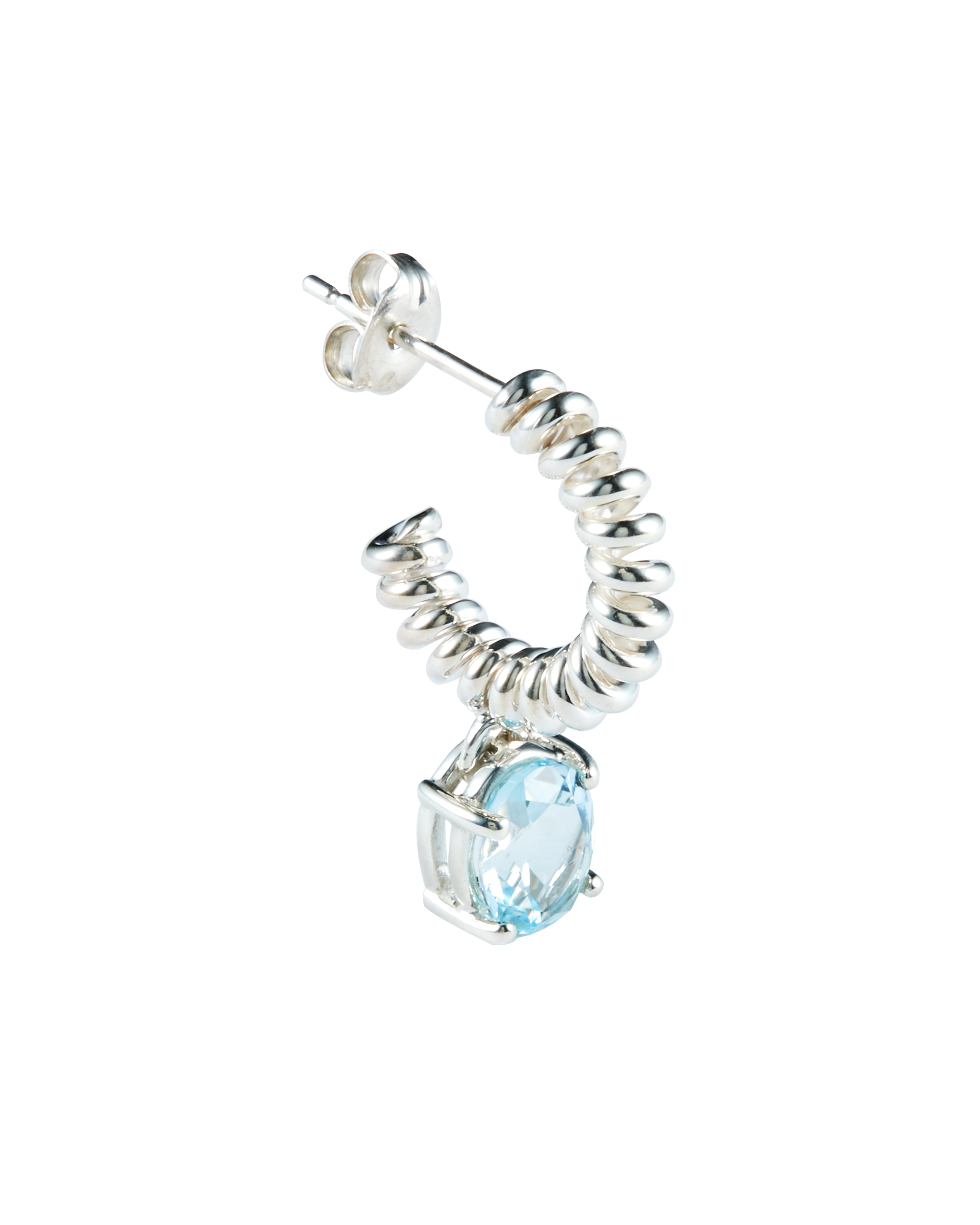 Blue Topaz Spring Stone Pierces -Silver-