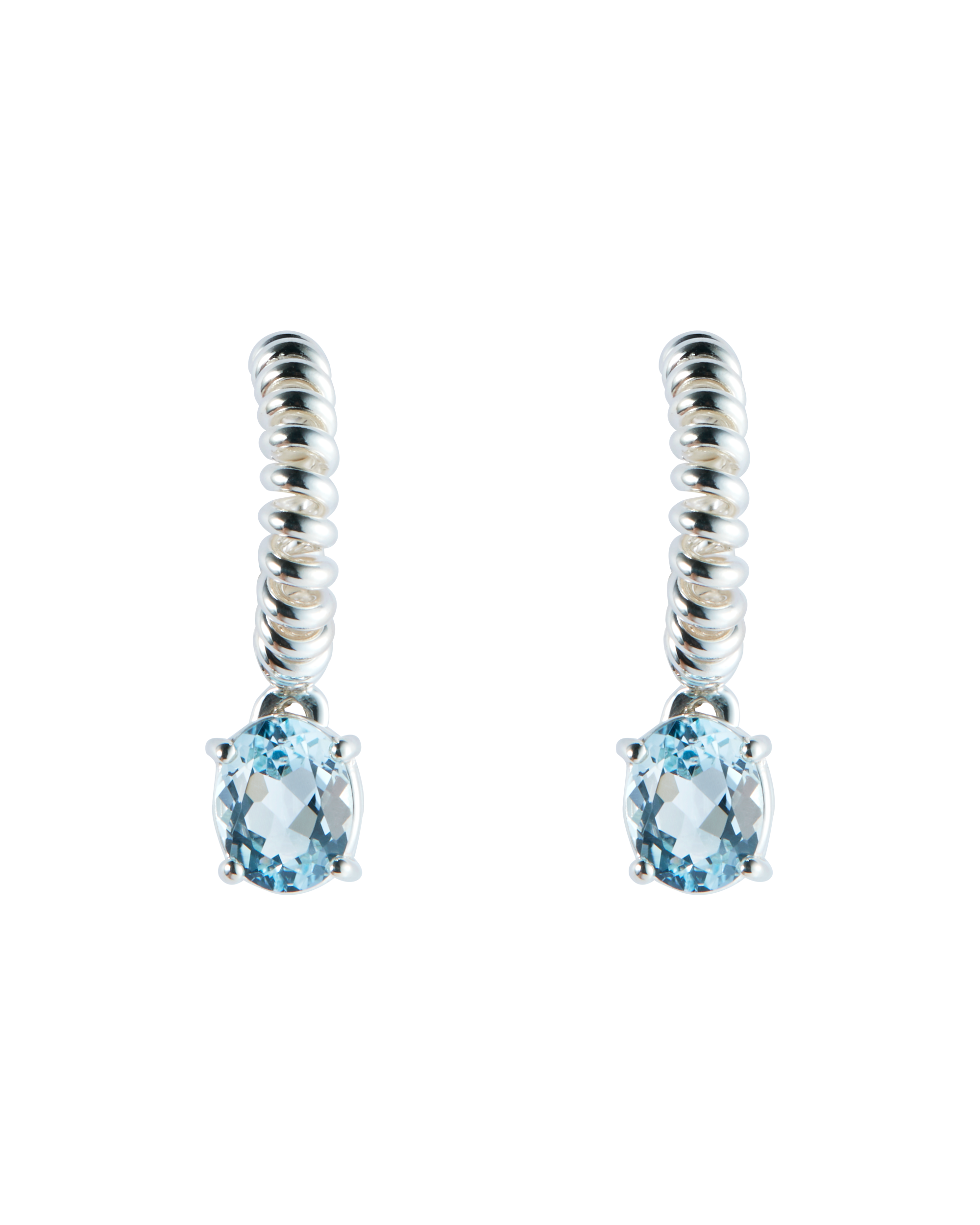 Blue Topaz Spring Stone Pierces -Silver-
