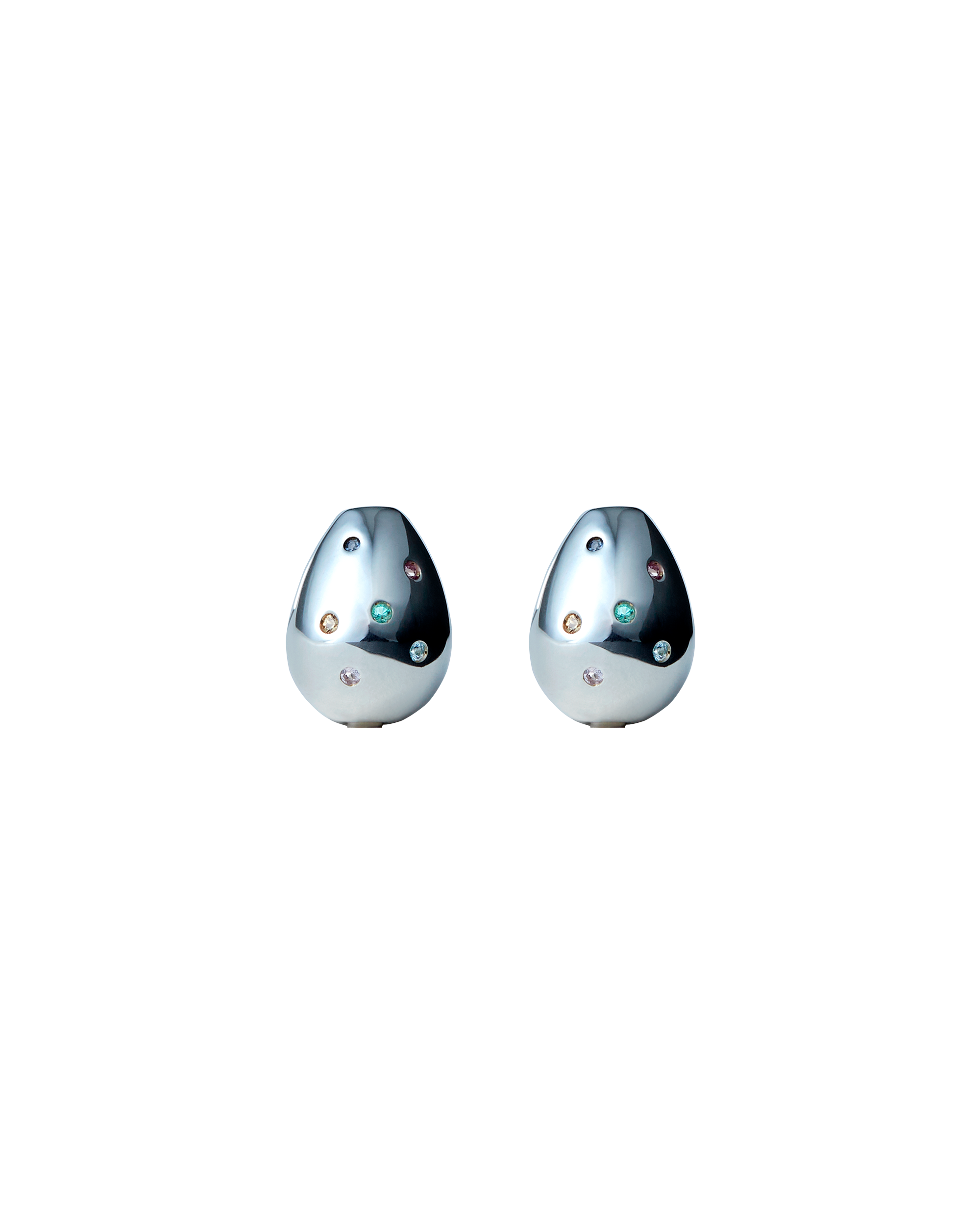 Drop Pierce S Multi Stone -Silver-