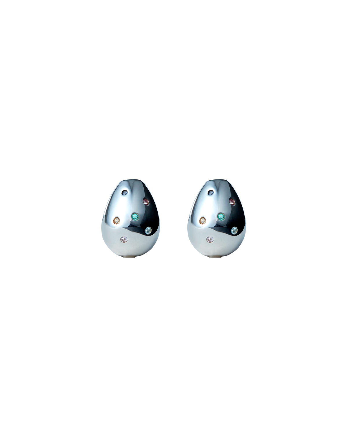 Drop Pierce S Multi Stone -Silver-