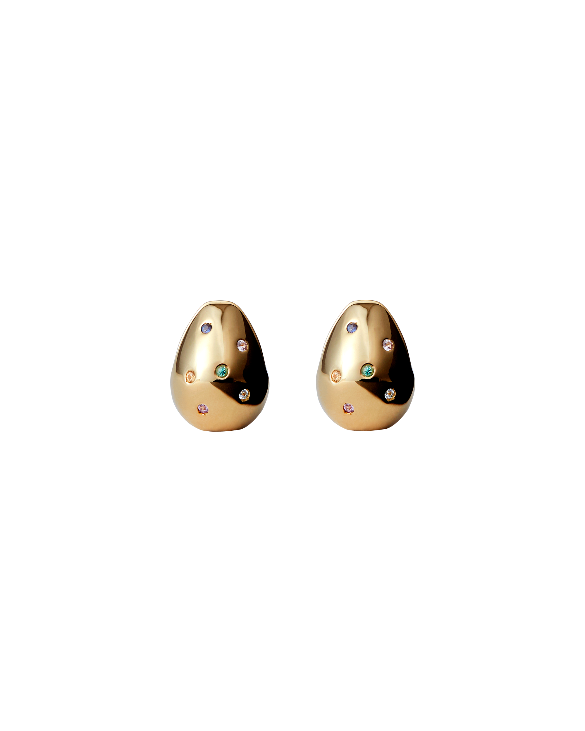 Drop Pierce S Multi Stone -Gold-