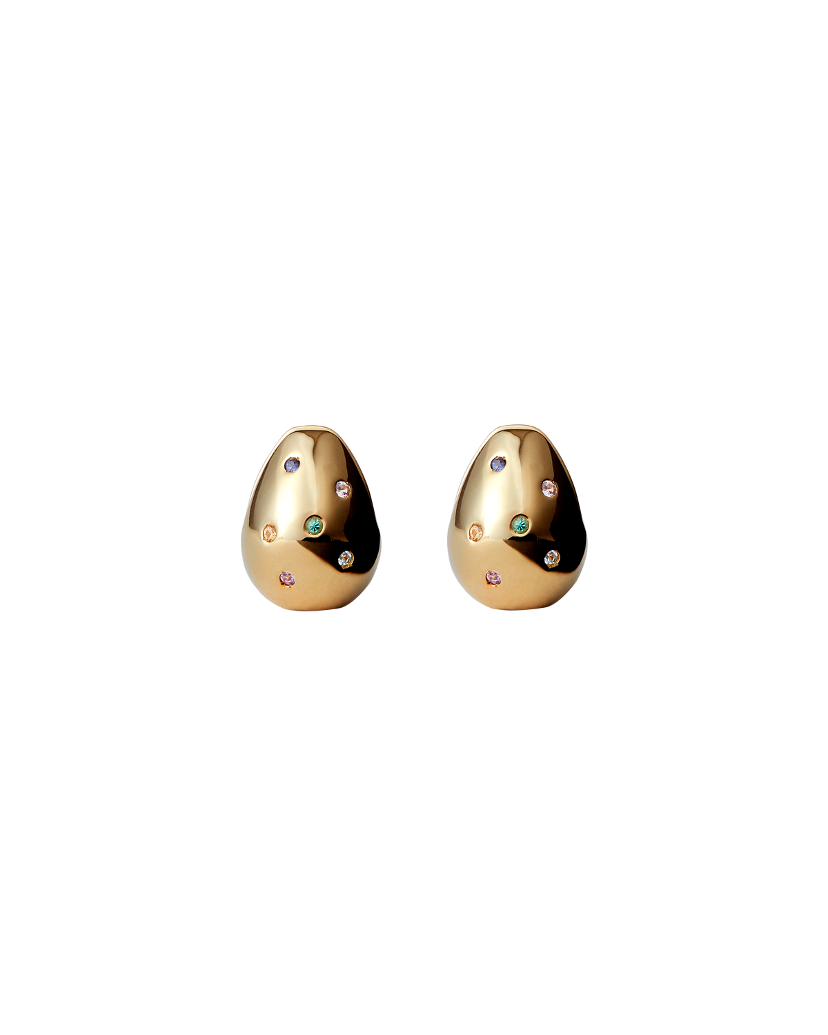 Drop Pierce S Multi Stone -Gold-