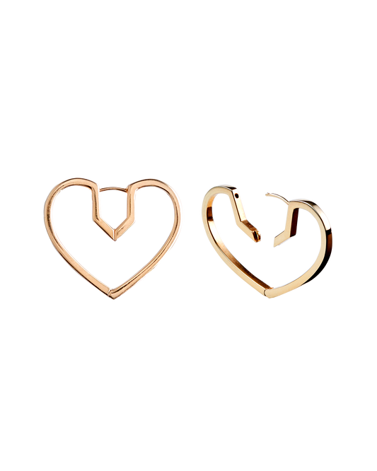 Hug Heart Hoop Pierce M -Gold-