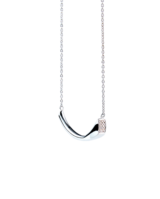 Calla Lily Necklace Diamond -Silver -