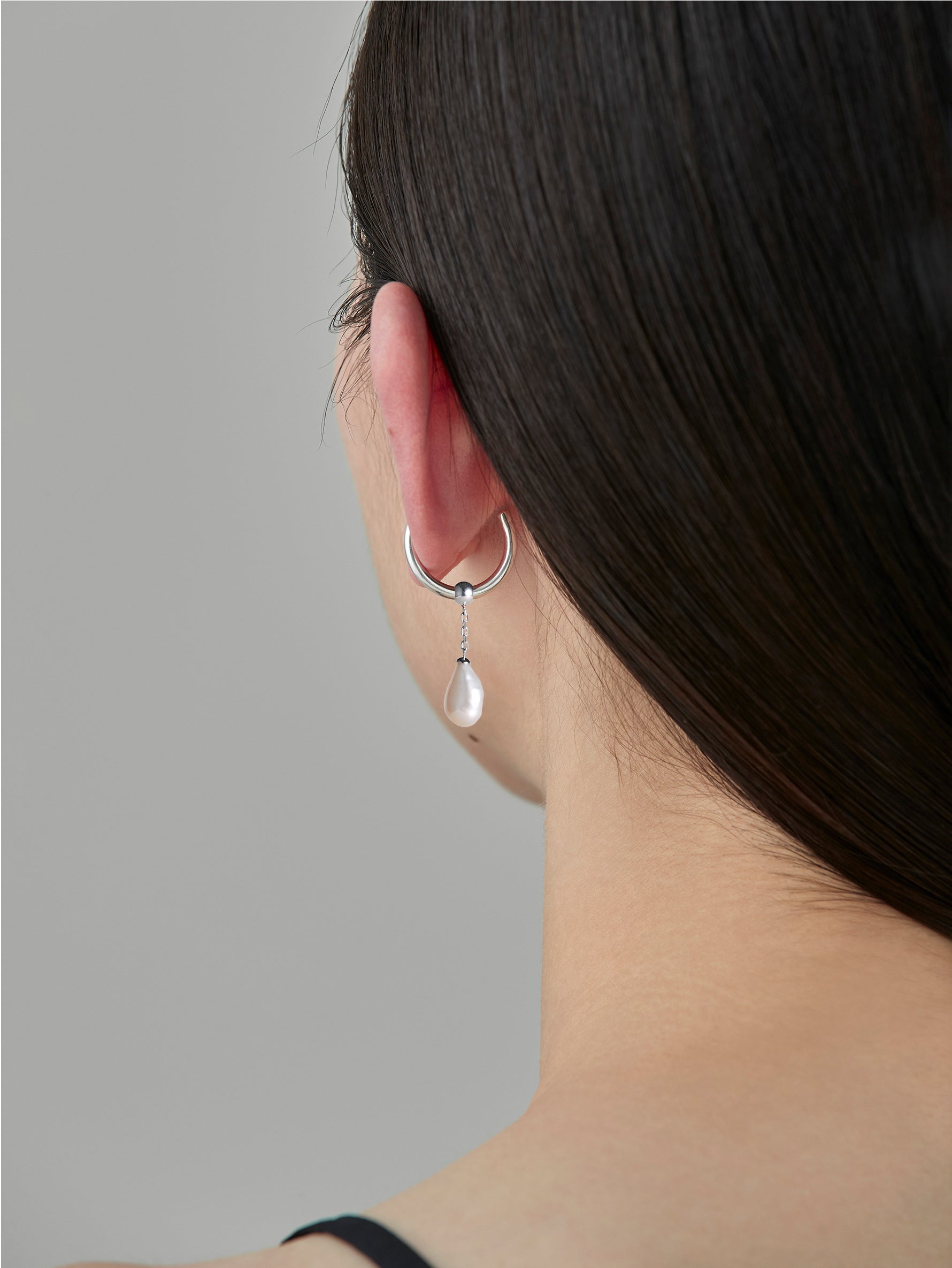 Pearl Chain Charm S-Silver-