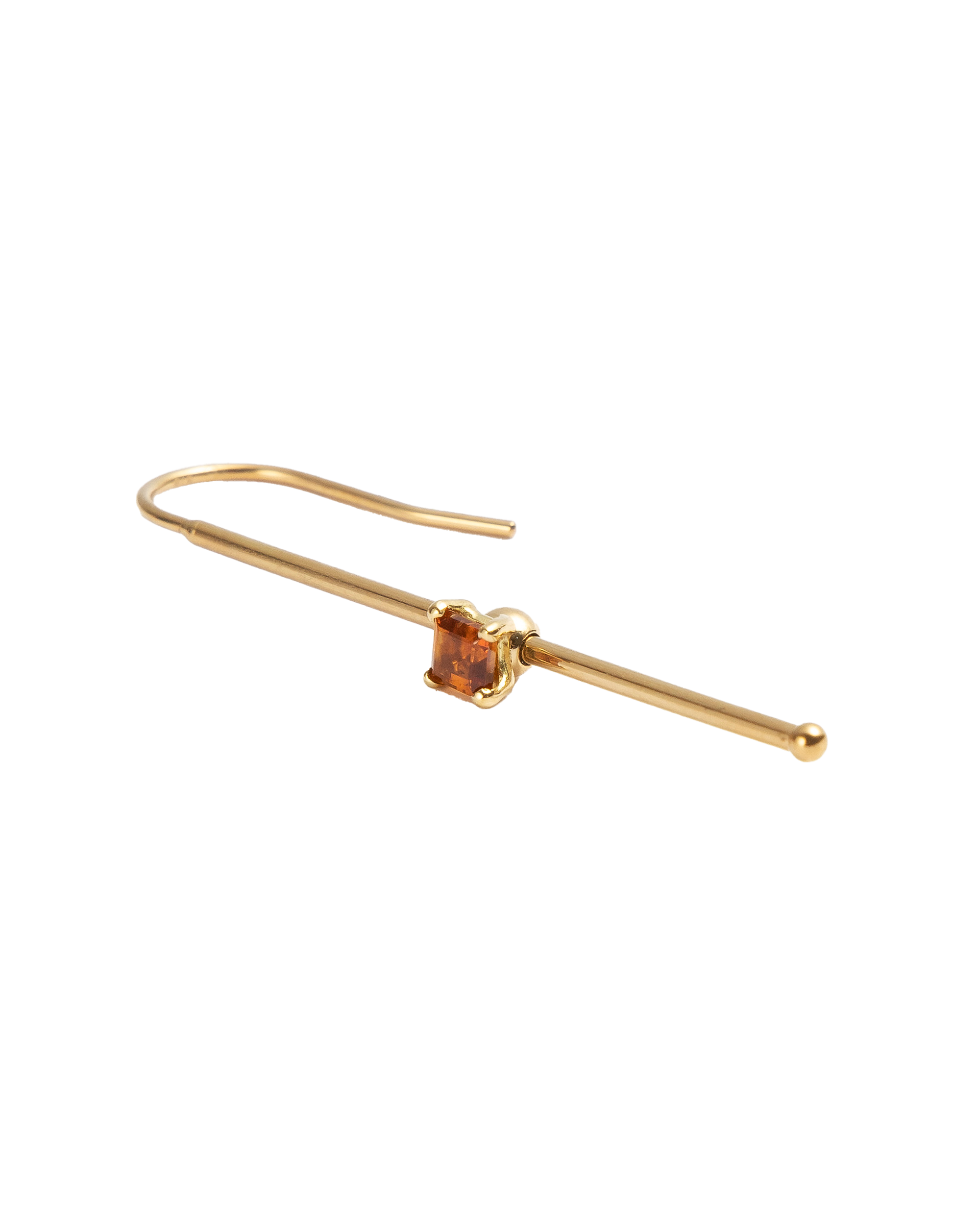 Hook Pierce -Charm Spessartine Garnet-