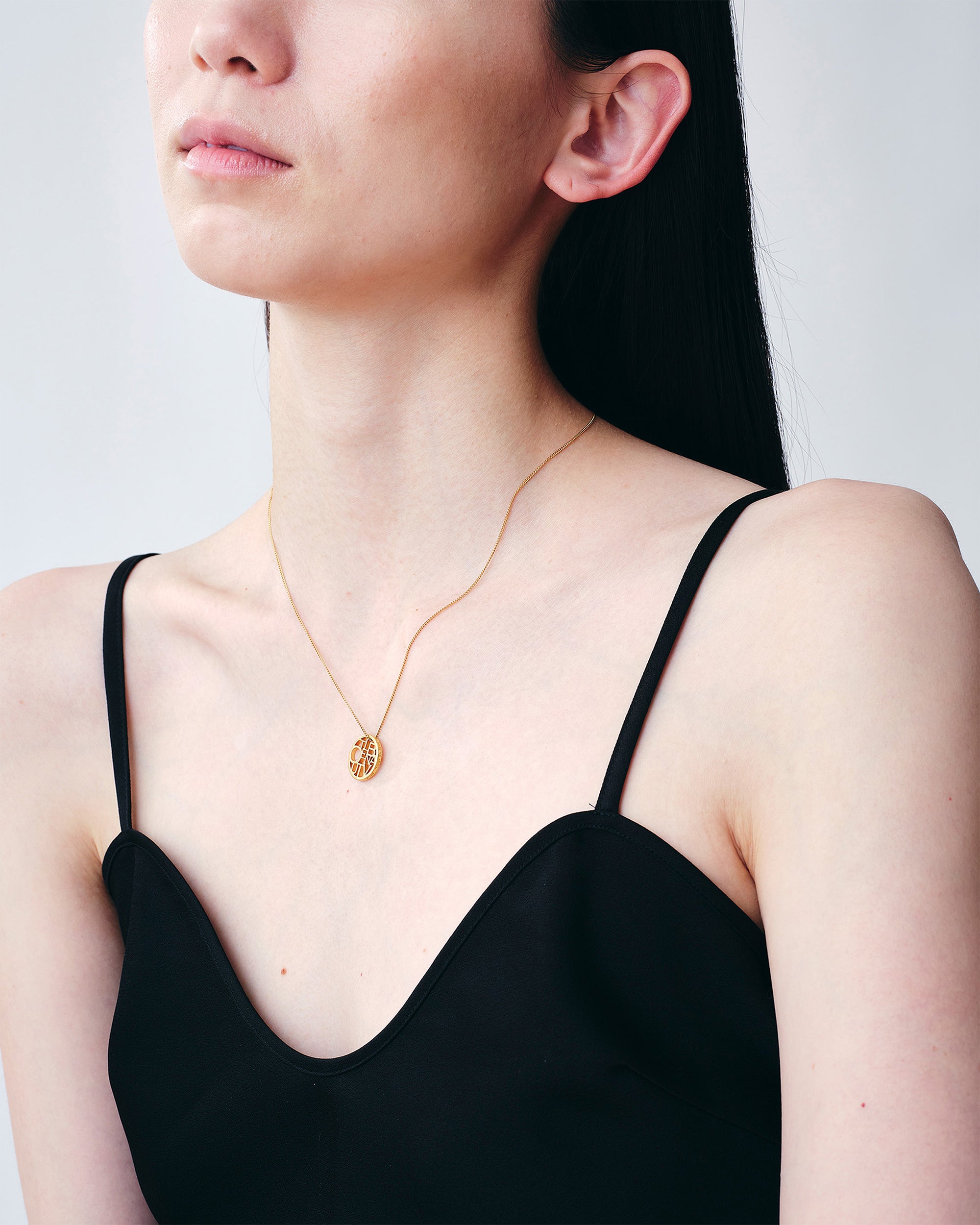 Lettering Circle Necklace 48cm -Gold-