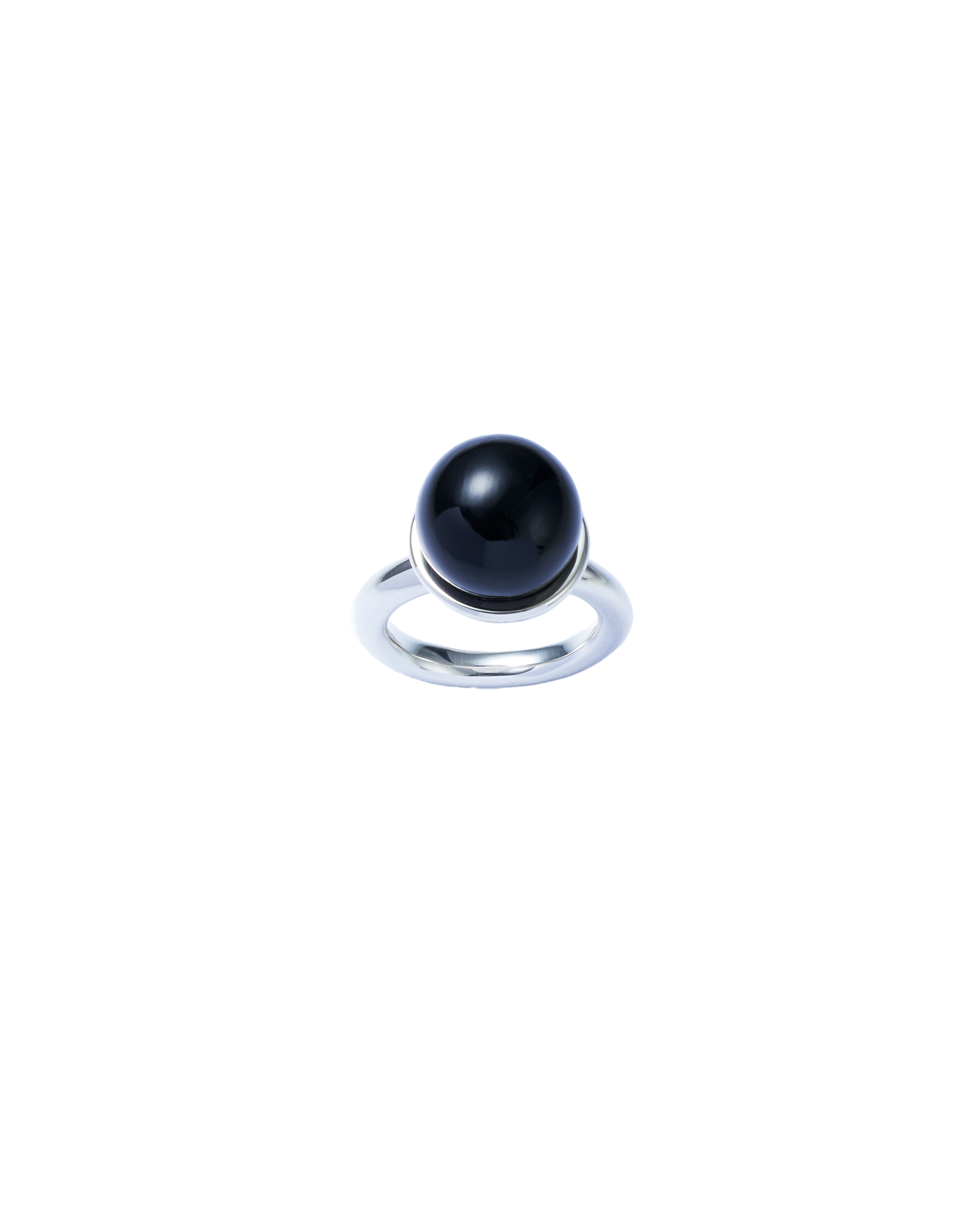 Onyx Cap Ring Large -Silver-