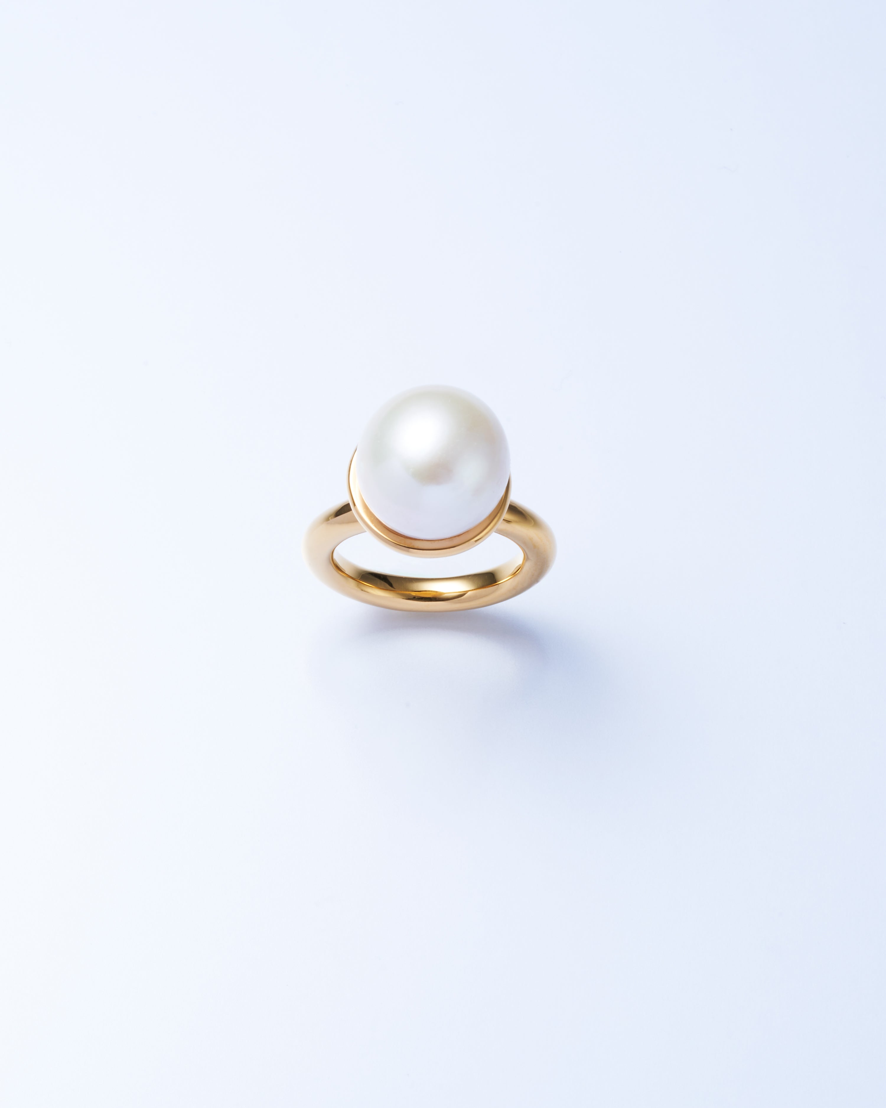 Pearl Cap Ring Large -Gold-