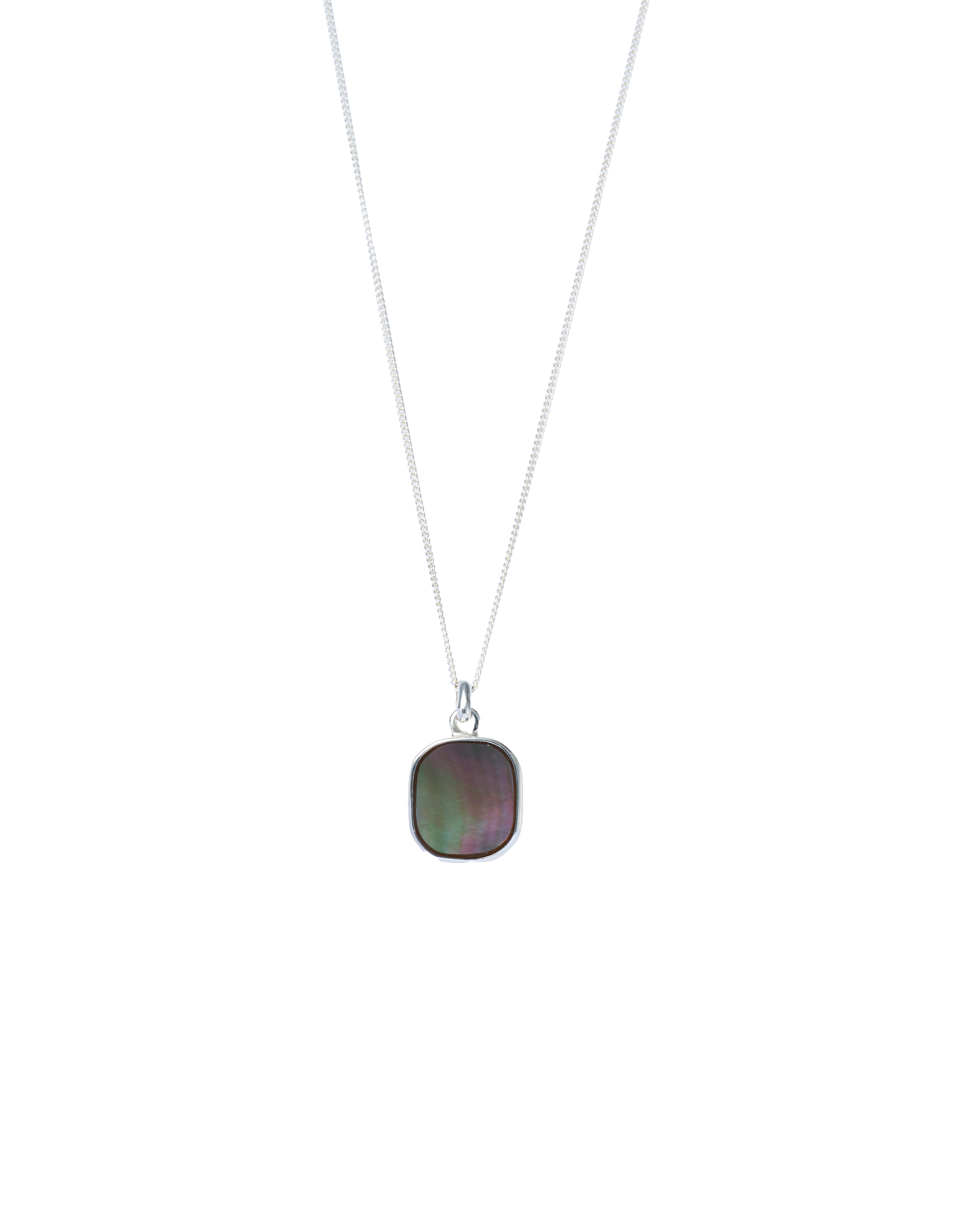 Black Shell Window Necklace -Silver-
