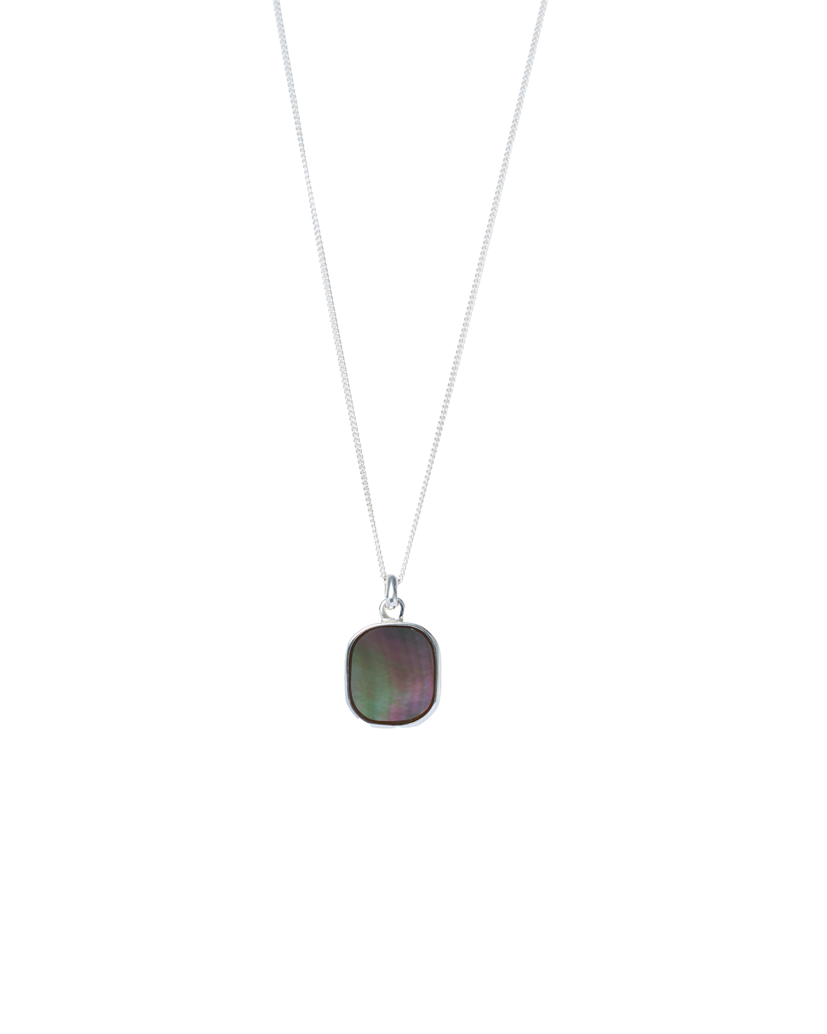 Black Shell Window Necklace -Silver-