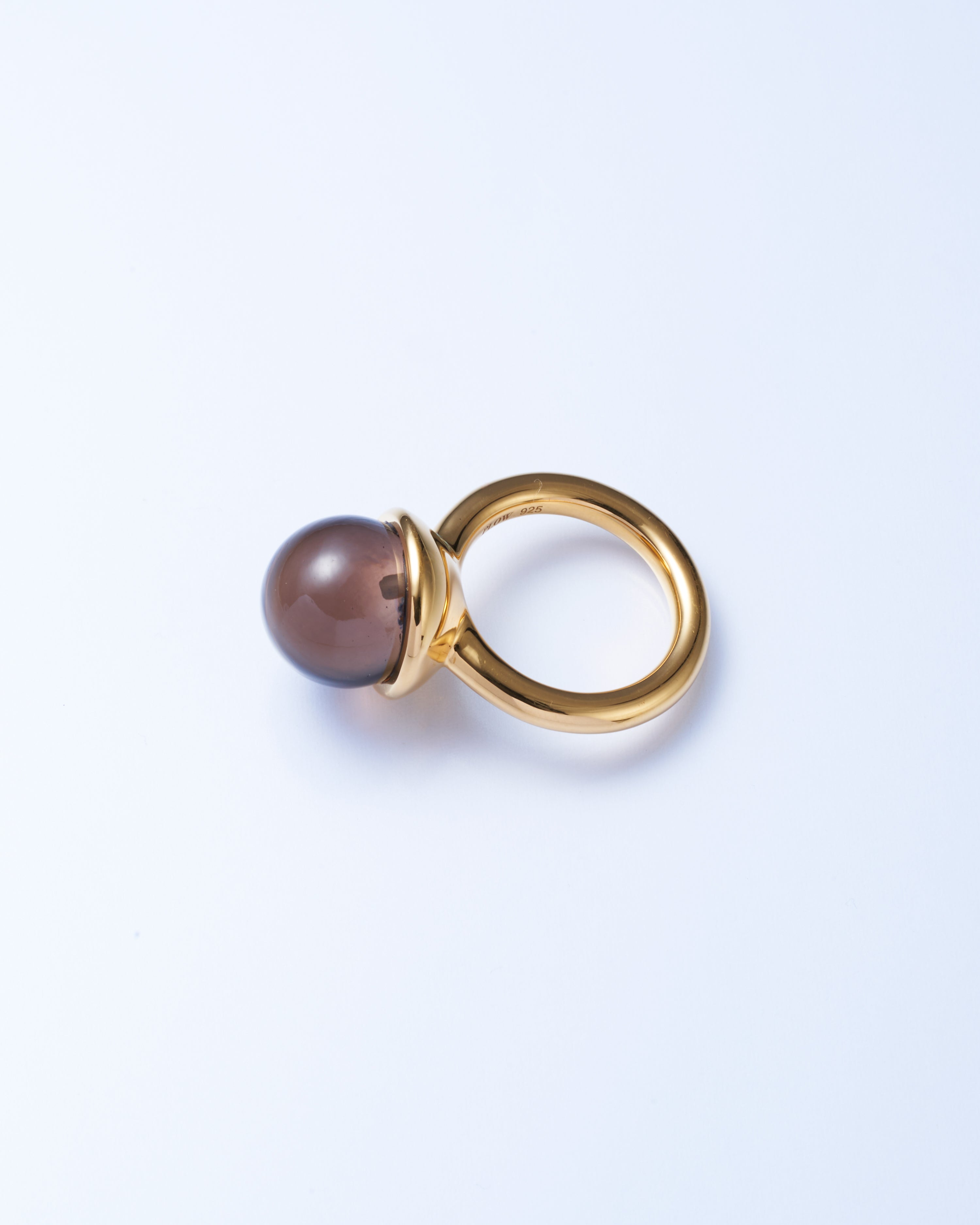 Smoky quartz Cap Ring Large -Gold-