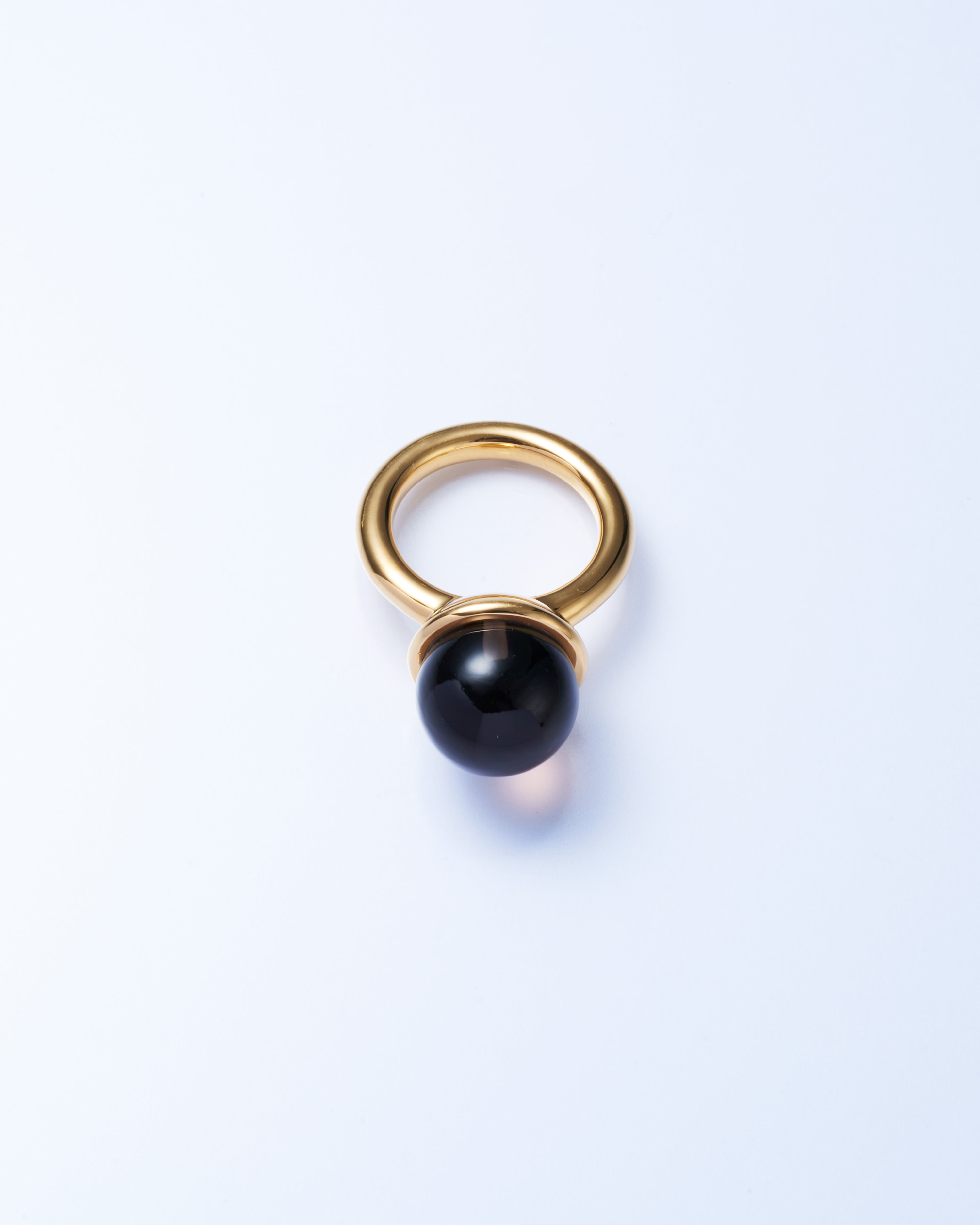 Smoky quartz Cap Ring Large -Gold-