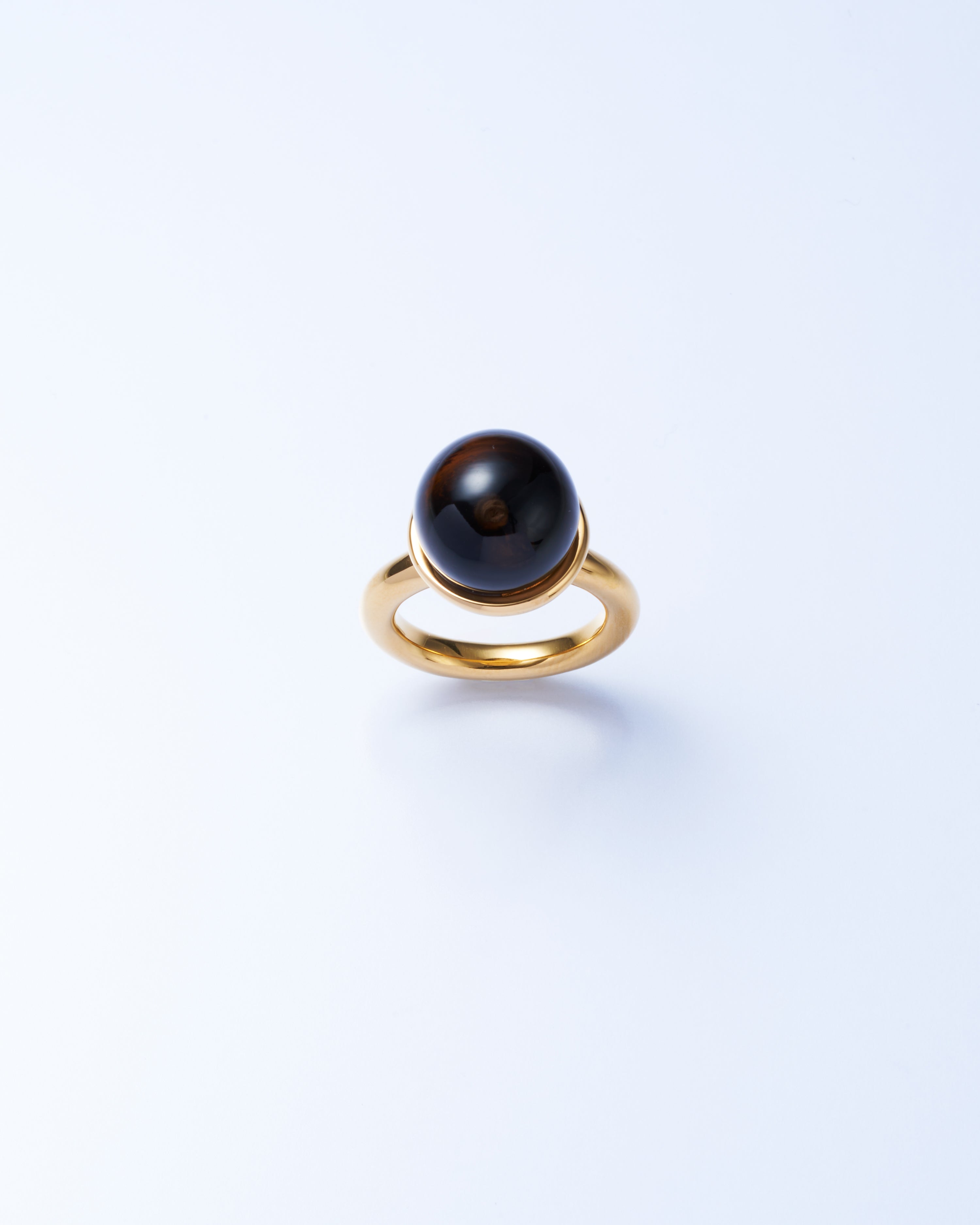 Smoky quartz Cap Ring Large -Gold-