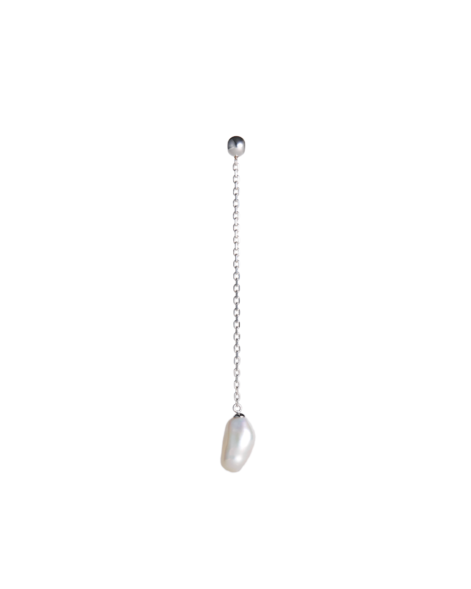 Pearl Chain Charm L-Silver-
