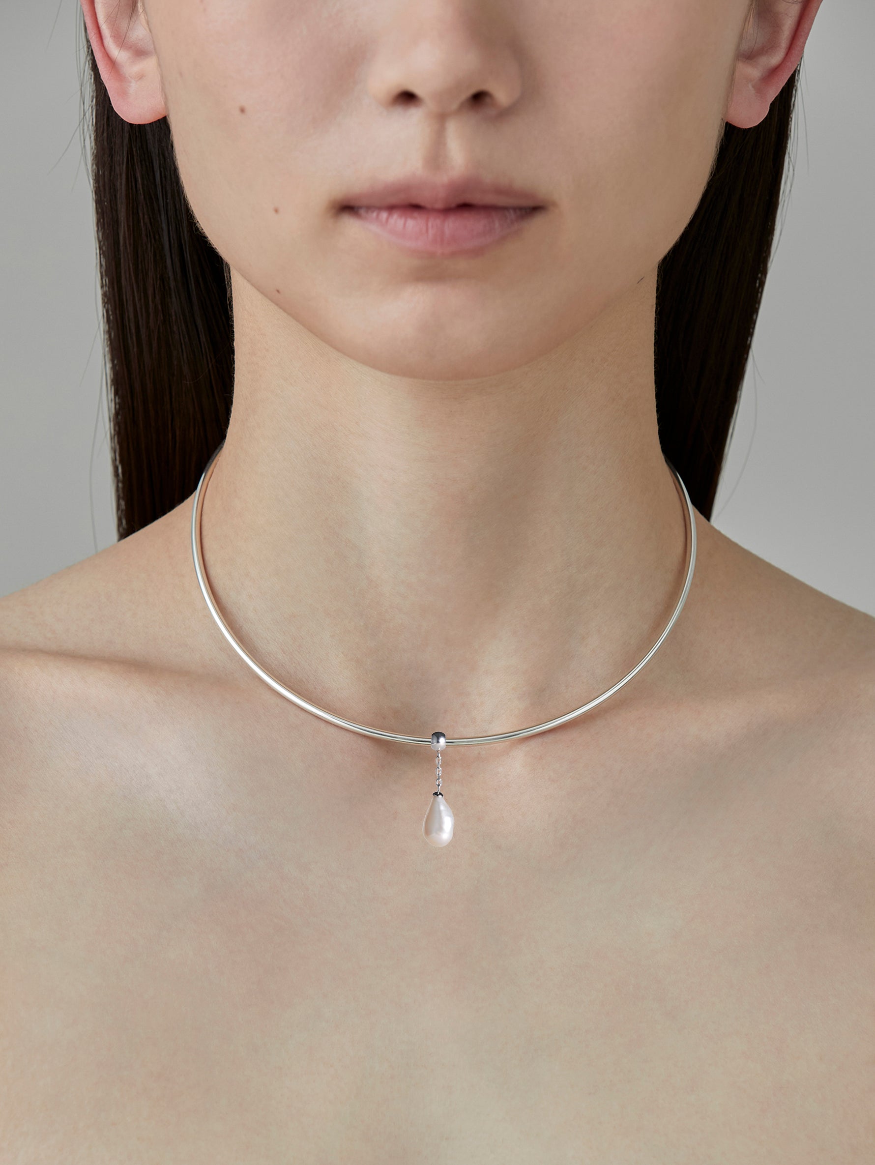 Pearl Chain Charm S-Silver-
