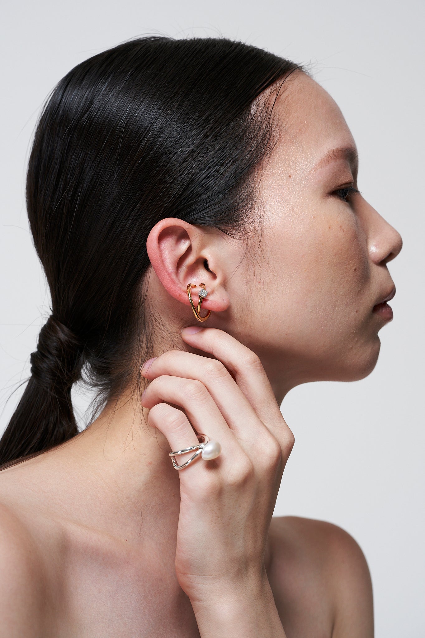 Wave Ear Cuff -Feel- Silver