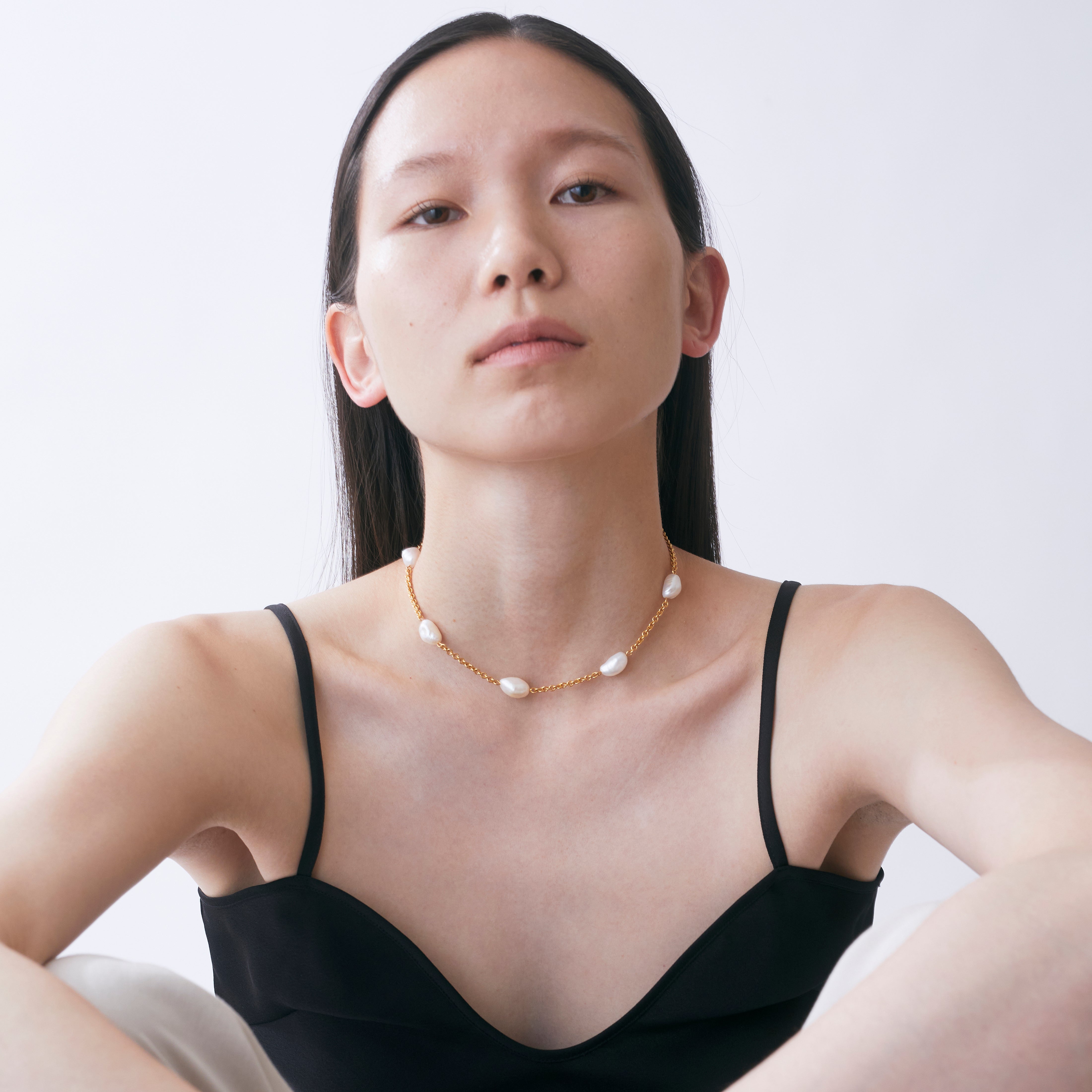 Pearl Necklace -Gold-